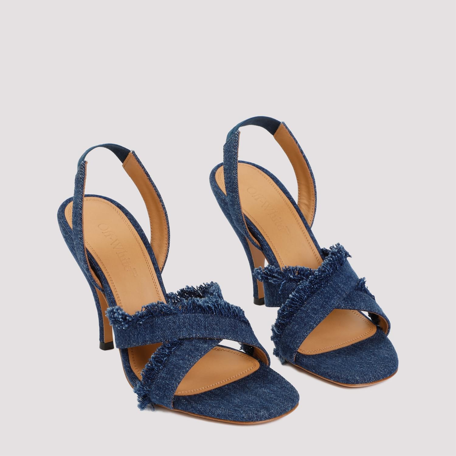 Off White Curvy Heel Denim Sandal Women DestGlow