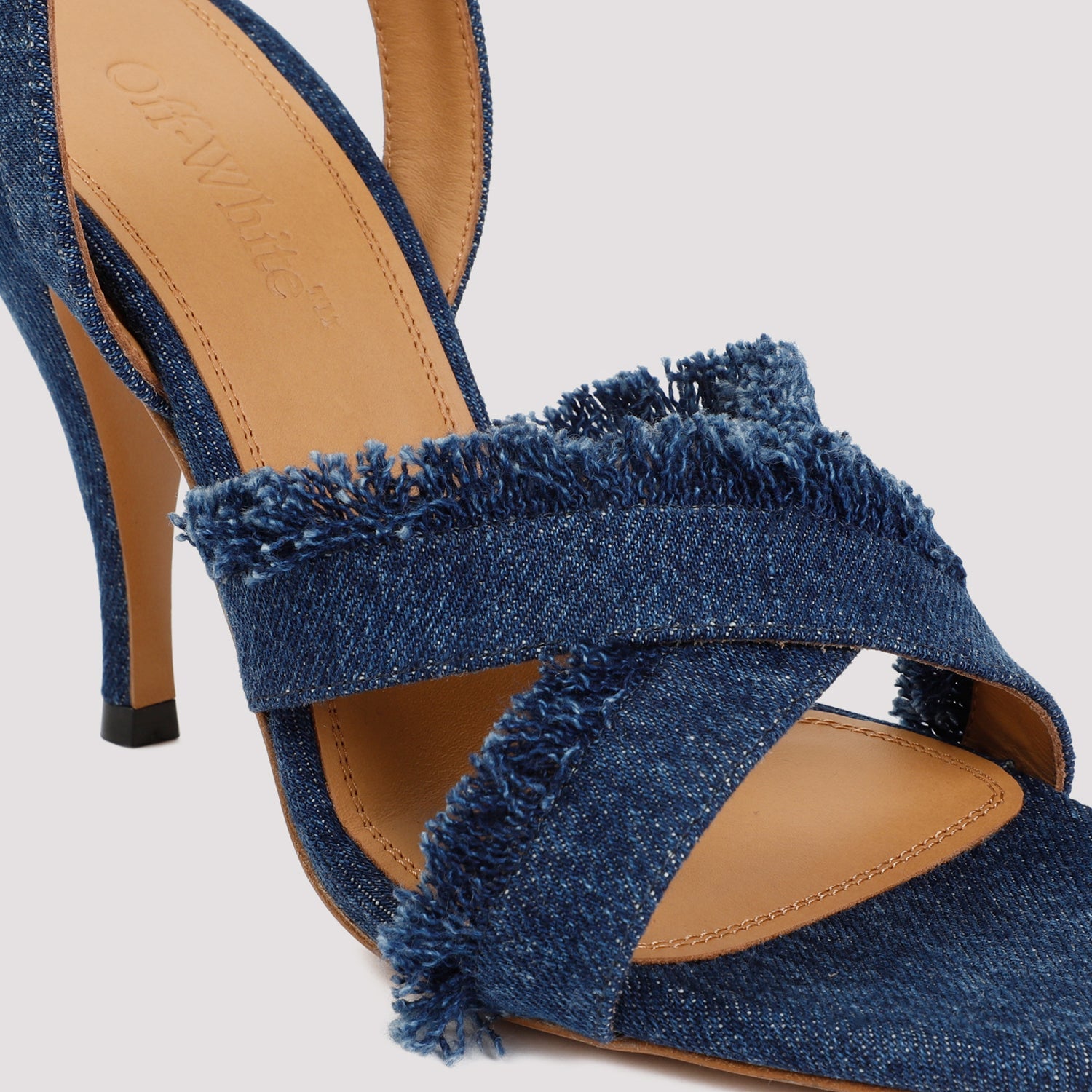 Off White Curvy Heel Denim Sandal Women DestGlow