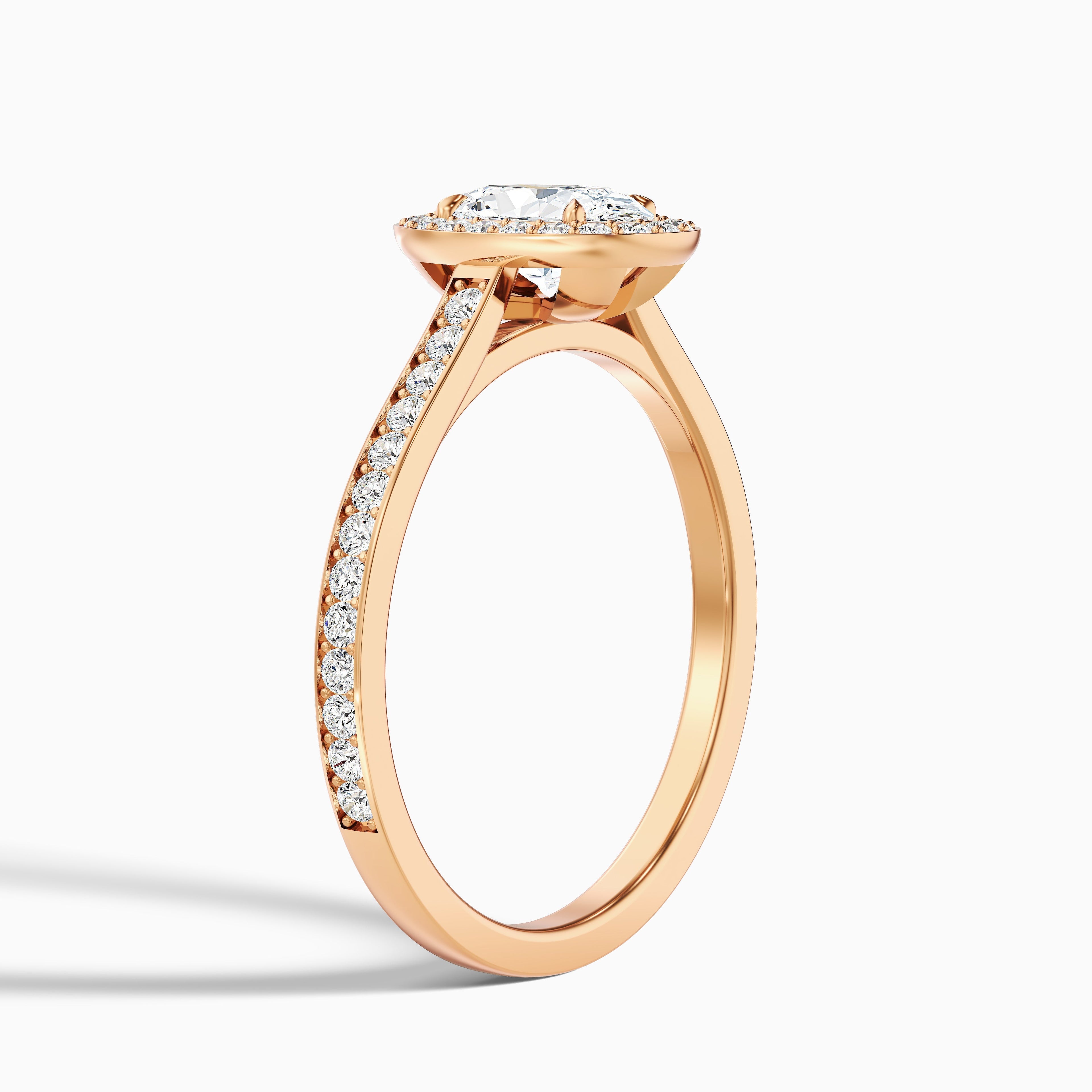 Erin 3.5 Carat Oval Halo Pave Lab Grown Engagement Ring in 10k Rose Gold DestGlow