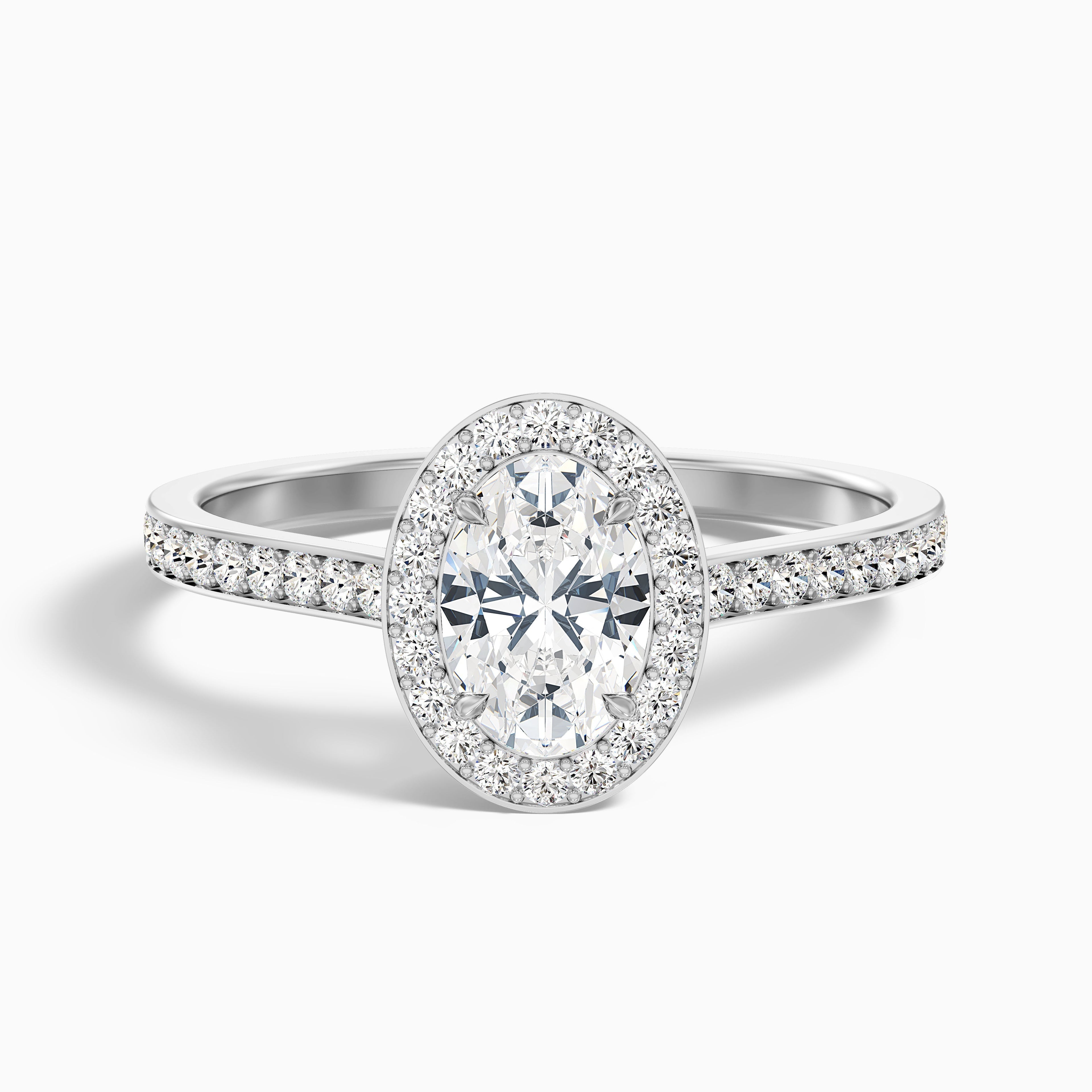 Erin 2.5 Carat Oval Halo Pave Lab Grown Engagement Ring in 10k Rose Gold DestGlow