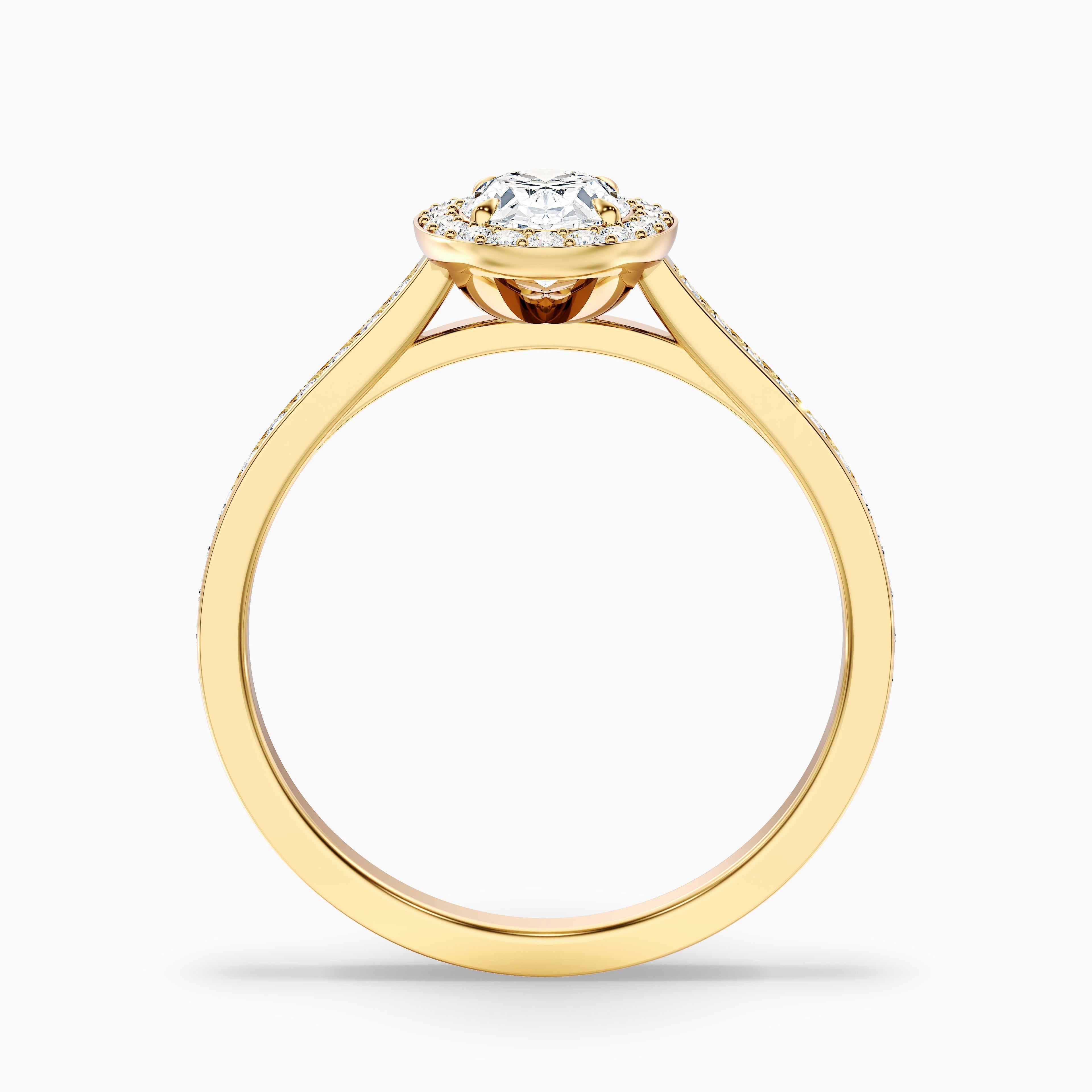 Erin 1 Carat Oval Halo Pave Lab Grown Engagement Ring in 14k Rose Gold DestGlow