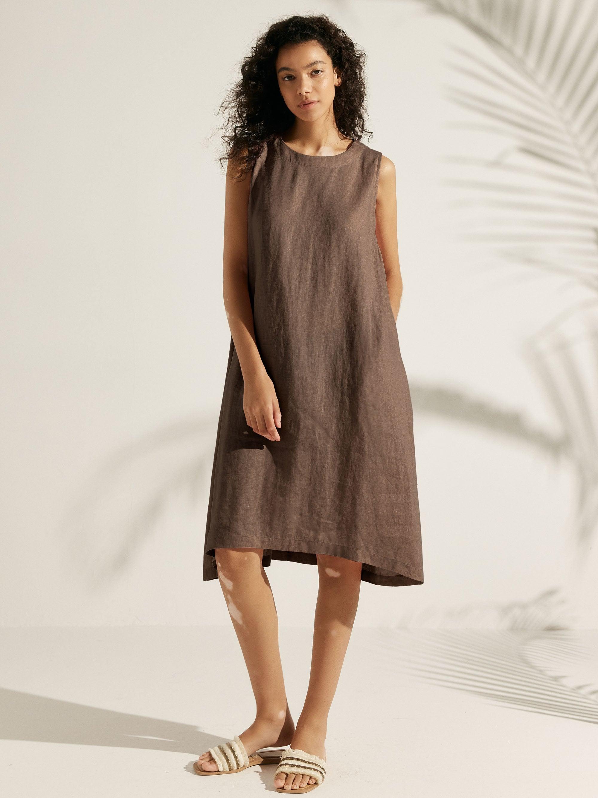 100% Linen Sleeveless Dress SIENNA by LINTICO
