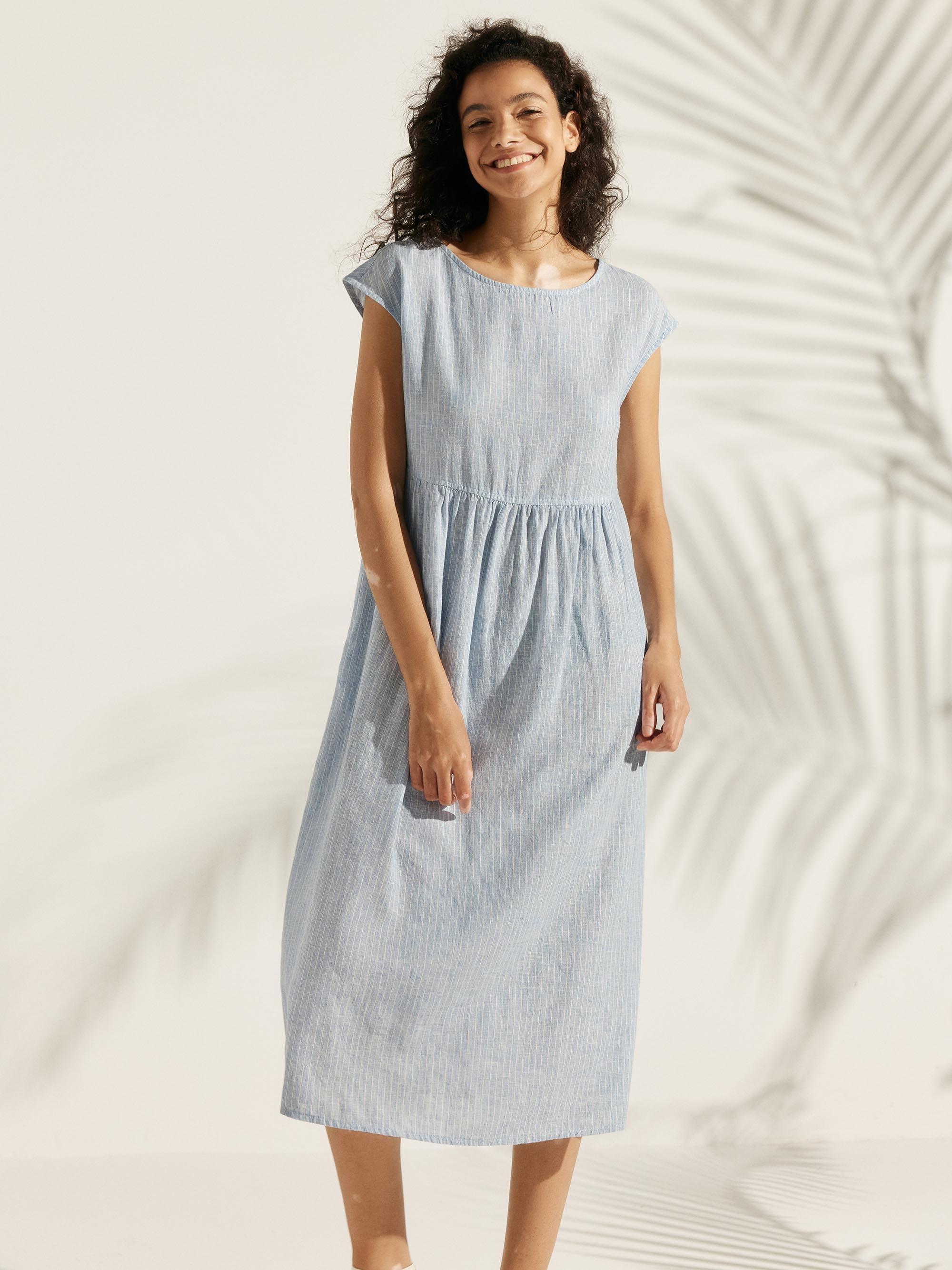 100% Linen Cap Sleeve Washed Maxi Dress JOAN by LINTICO