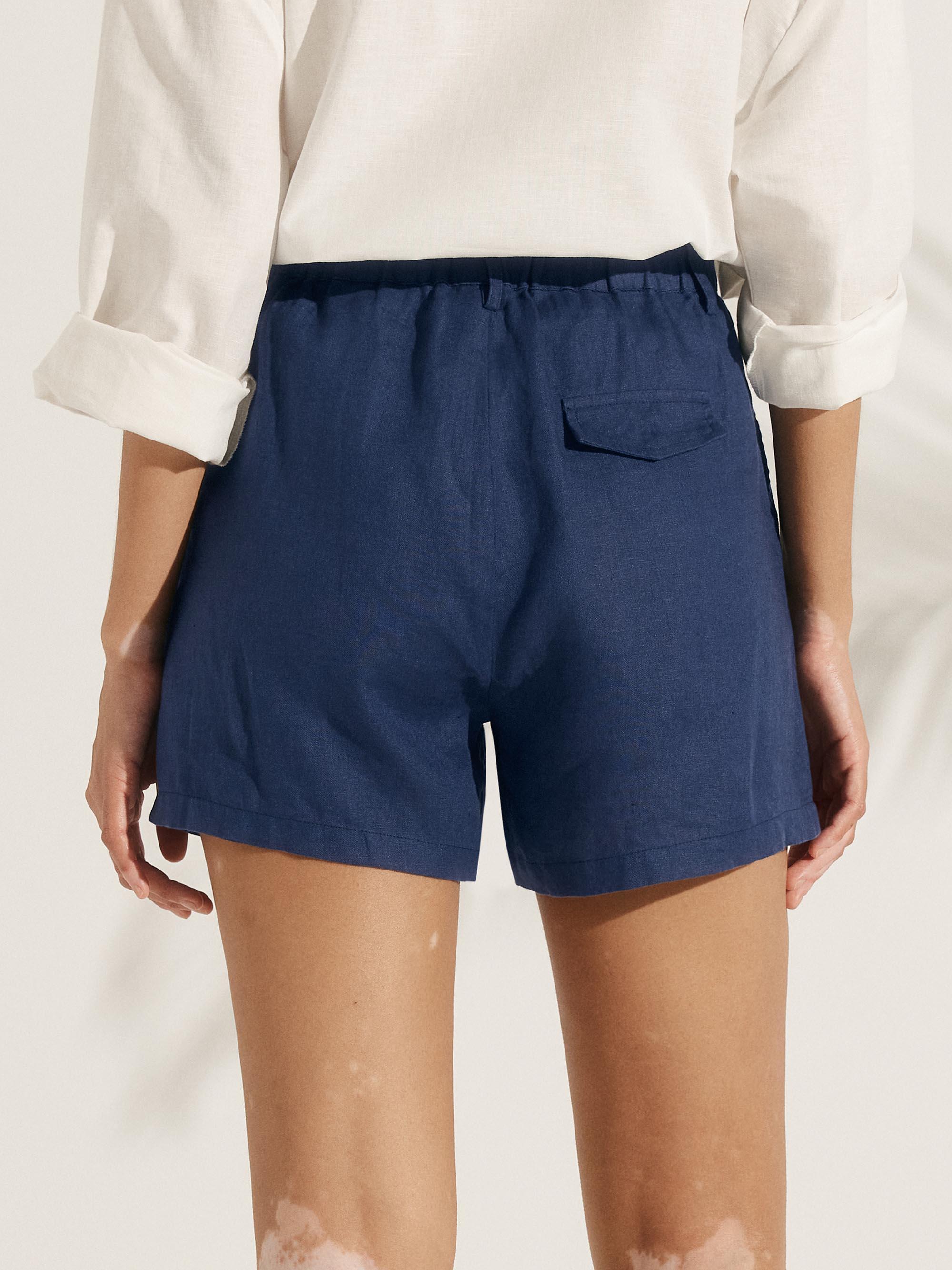 100% Linen Pleated Linen Shorts ELLEN