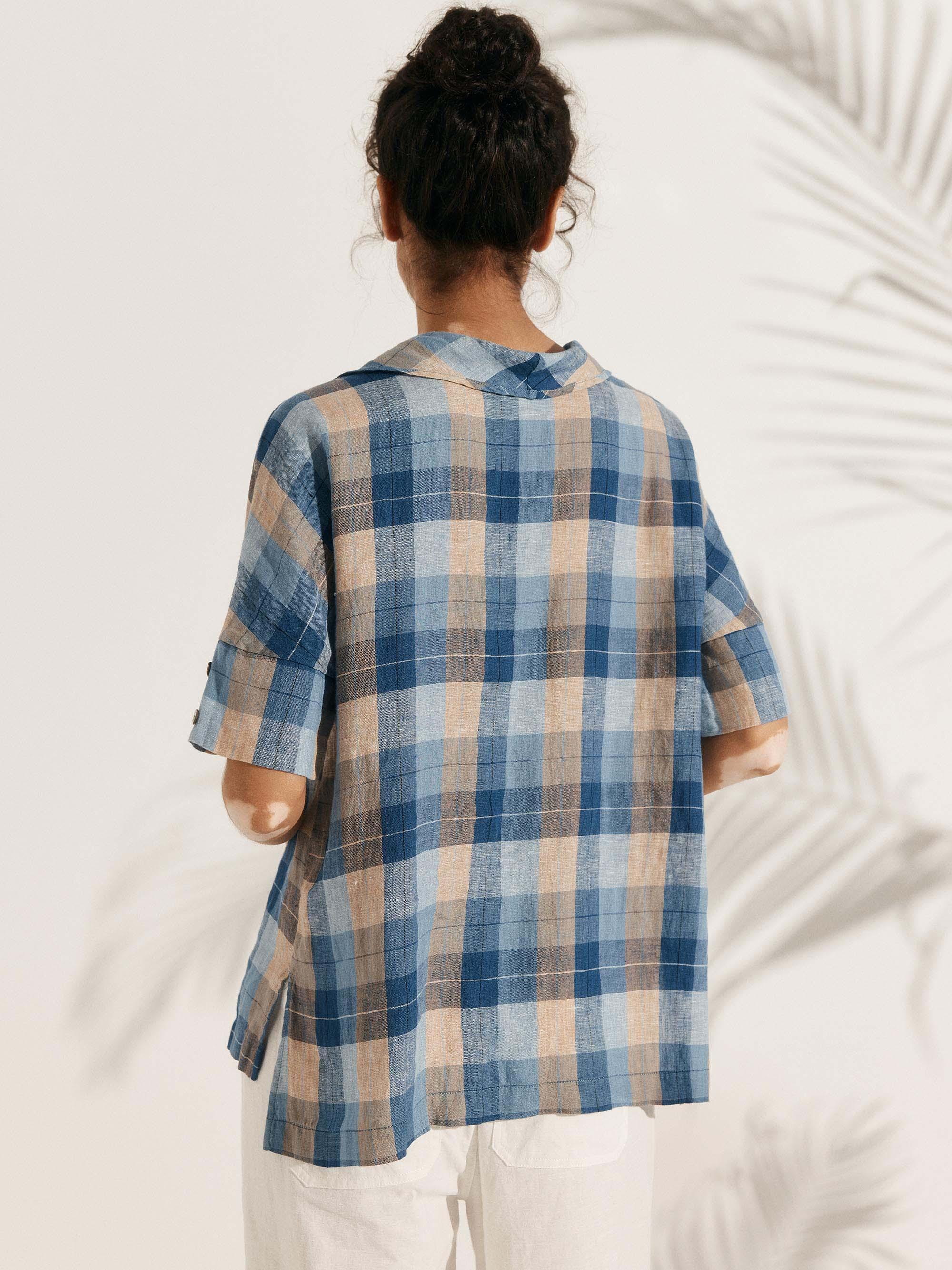 Linen V-Neck Short-Sleeve Shirt SIERRA DestGlow
