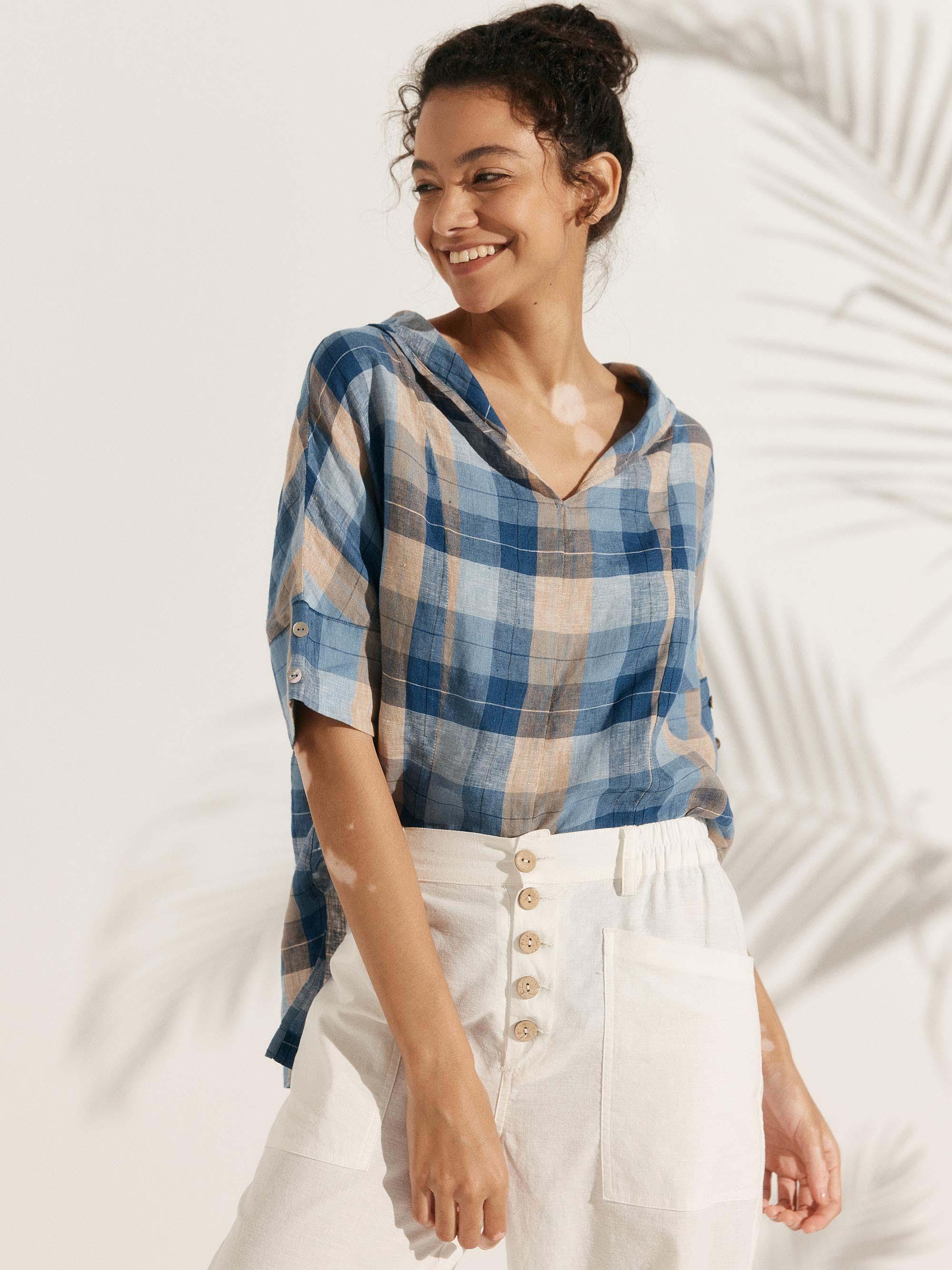 Linen V Neck Short Sleeve Shirt SIERRA