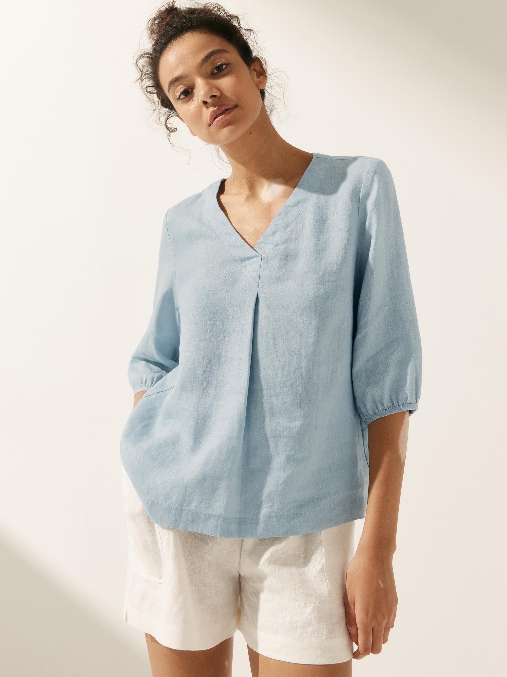 100% Linen Puff Sleeves Top LEAH by LINTICO