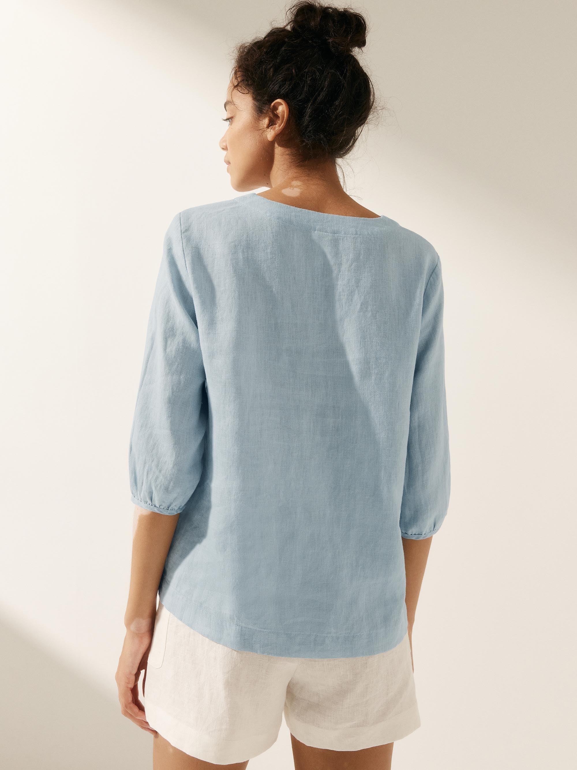 100% Linen Puff Sleeves Top LEAH by LINTICO