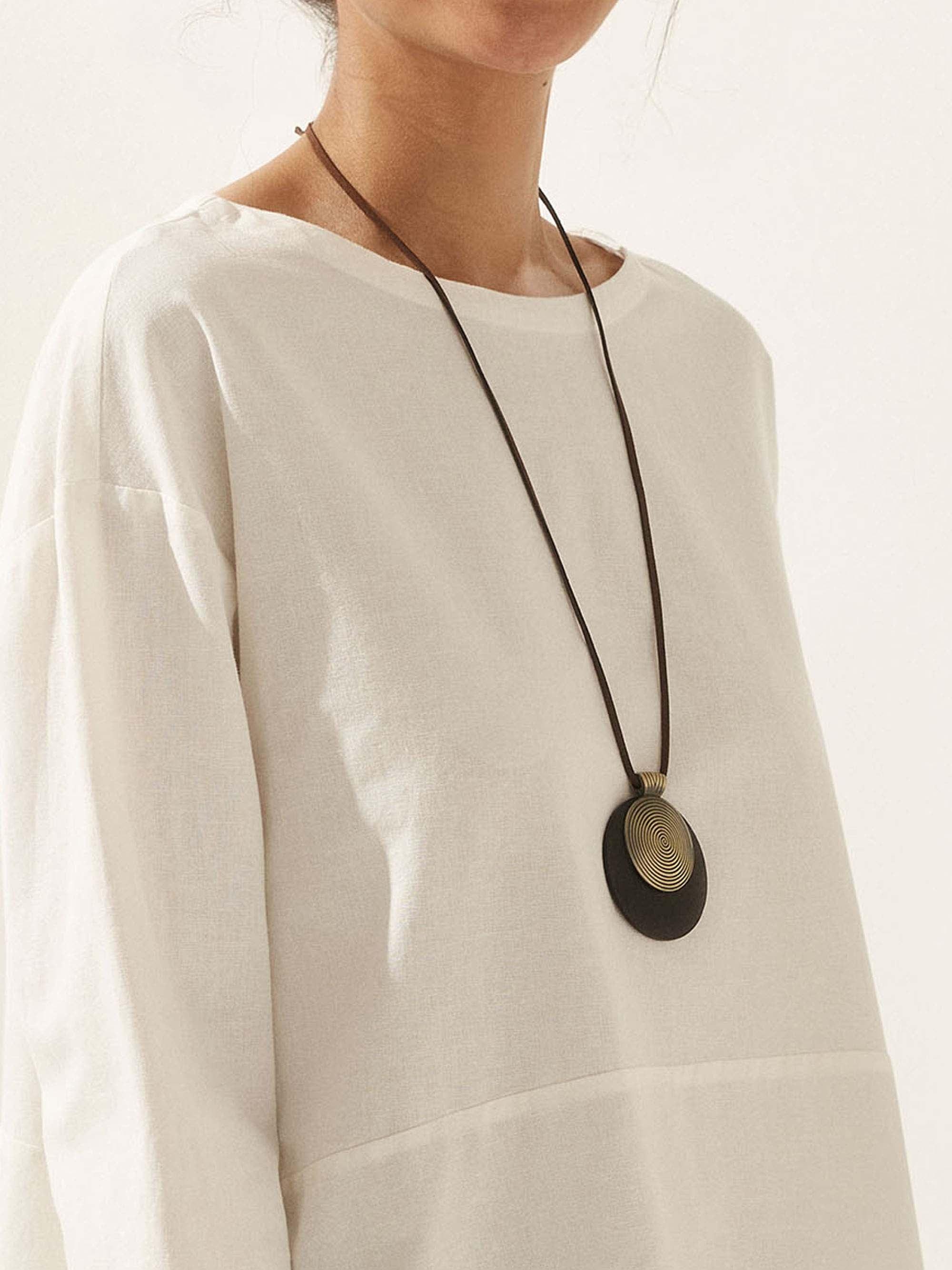 Vintage Wooden Rings Long Necklace DestGlow