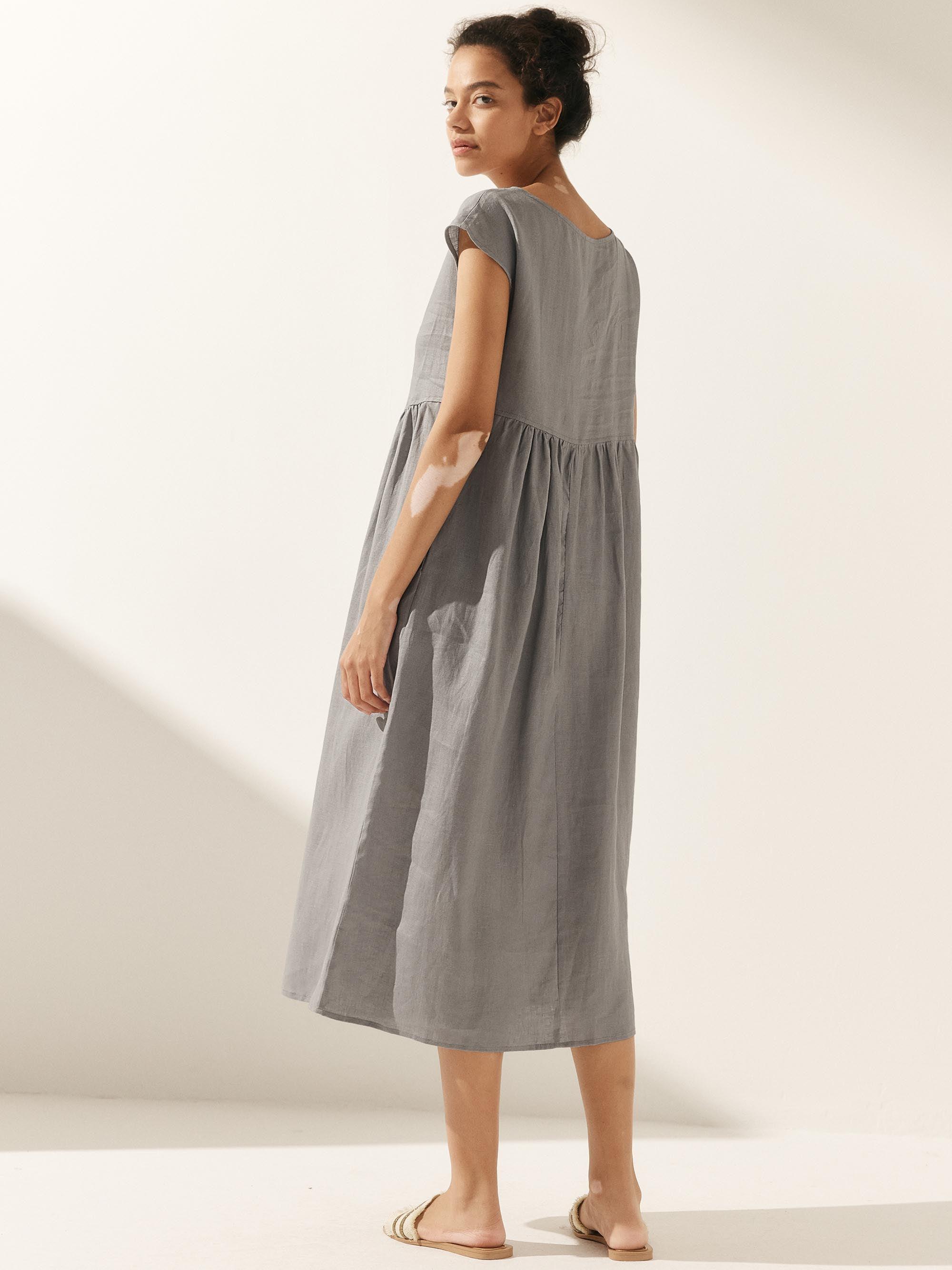 100% Linen Cap Sleeve Washed Maxi Dress JOAN by LINTICO