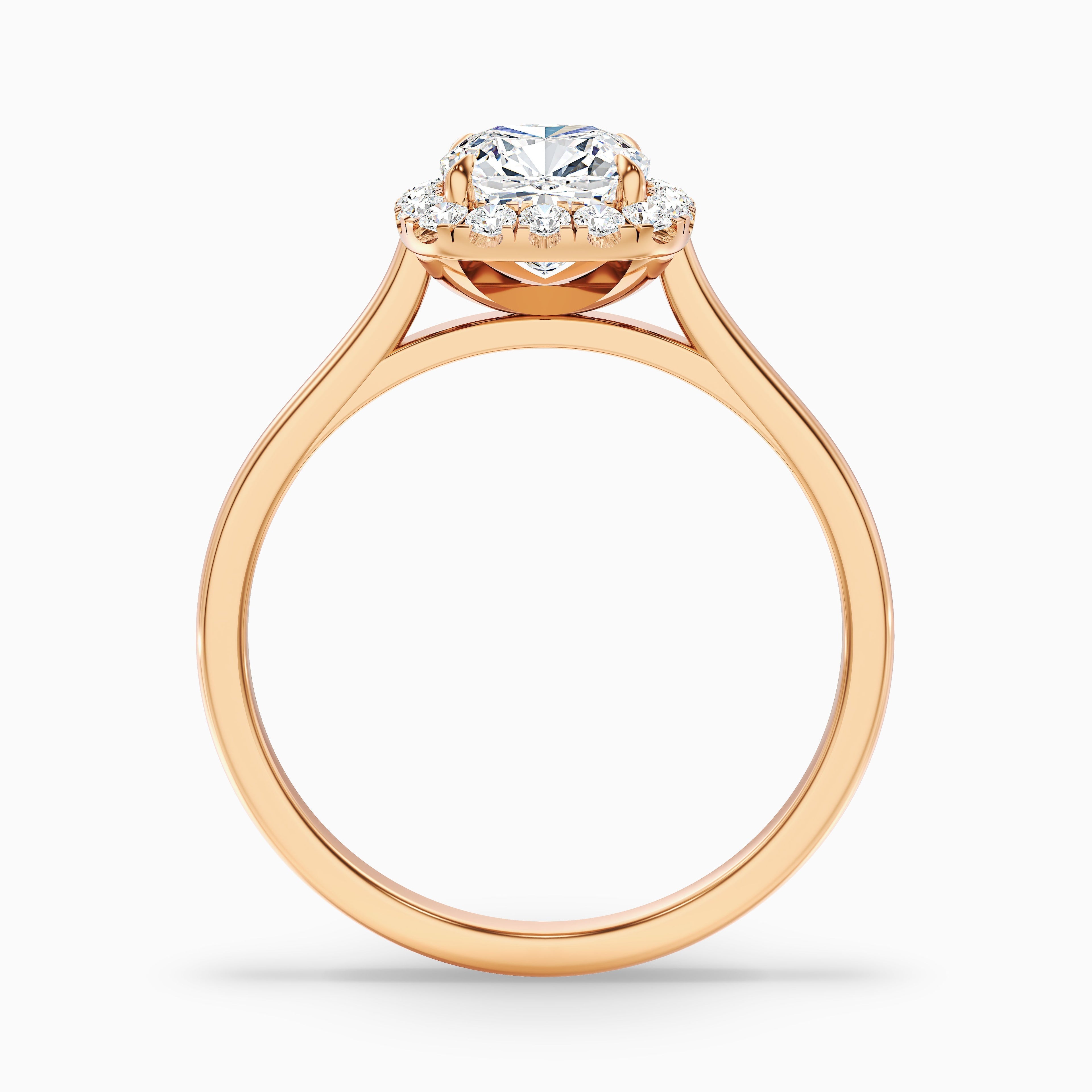 Dina 2 Carat Cushion Cut Halo Moissanite Diamond Ring in 10k Rose Gold