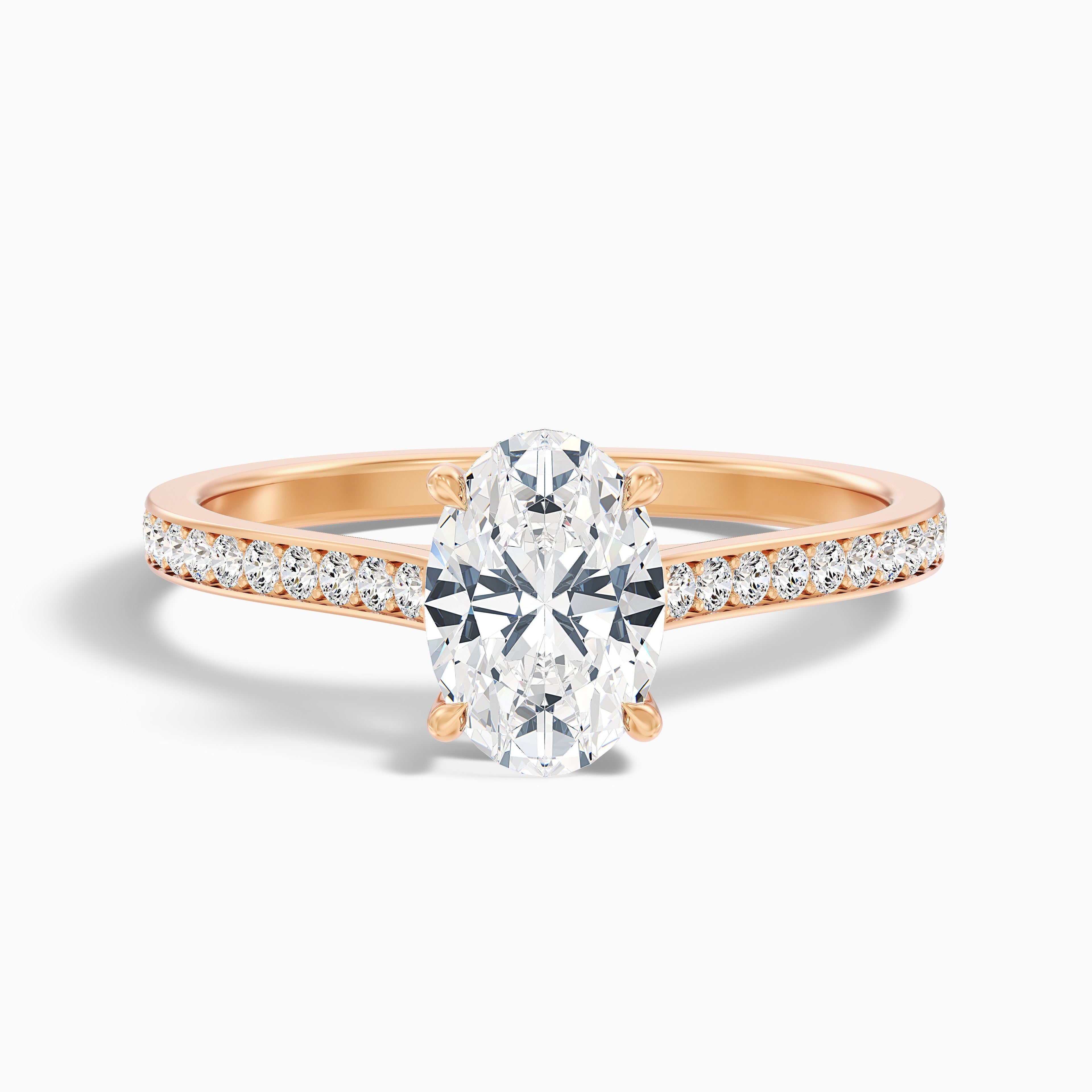 Jessy 2.5 Carat Oval Cut Side Stone Pave Lab Grown Engagement Ring in 14k White Gold