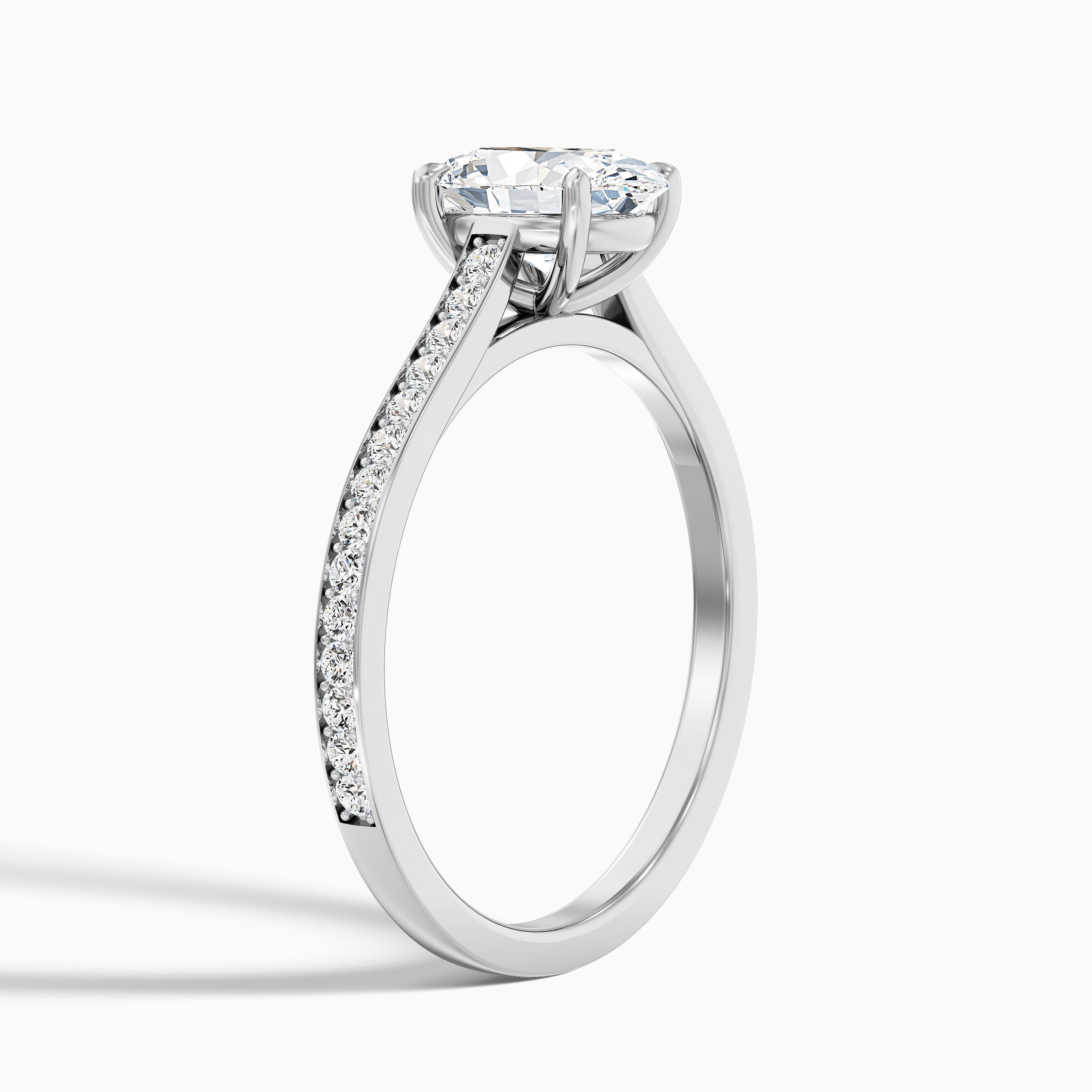 Jessy 3.5 Carat Oval Cut Side Stone Pave Lab Grown Engagement Ring in 14k Yellow Gold DestGlow