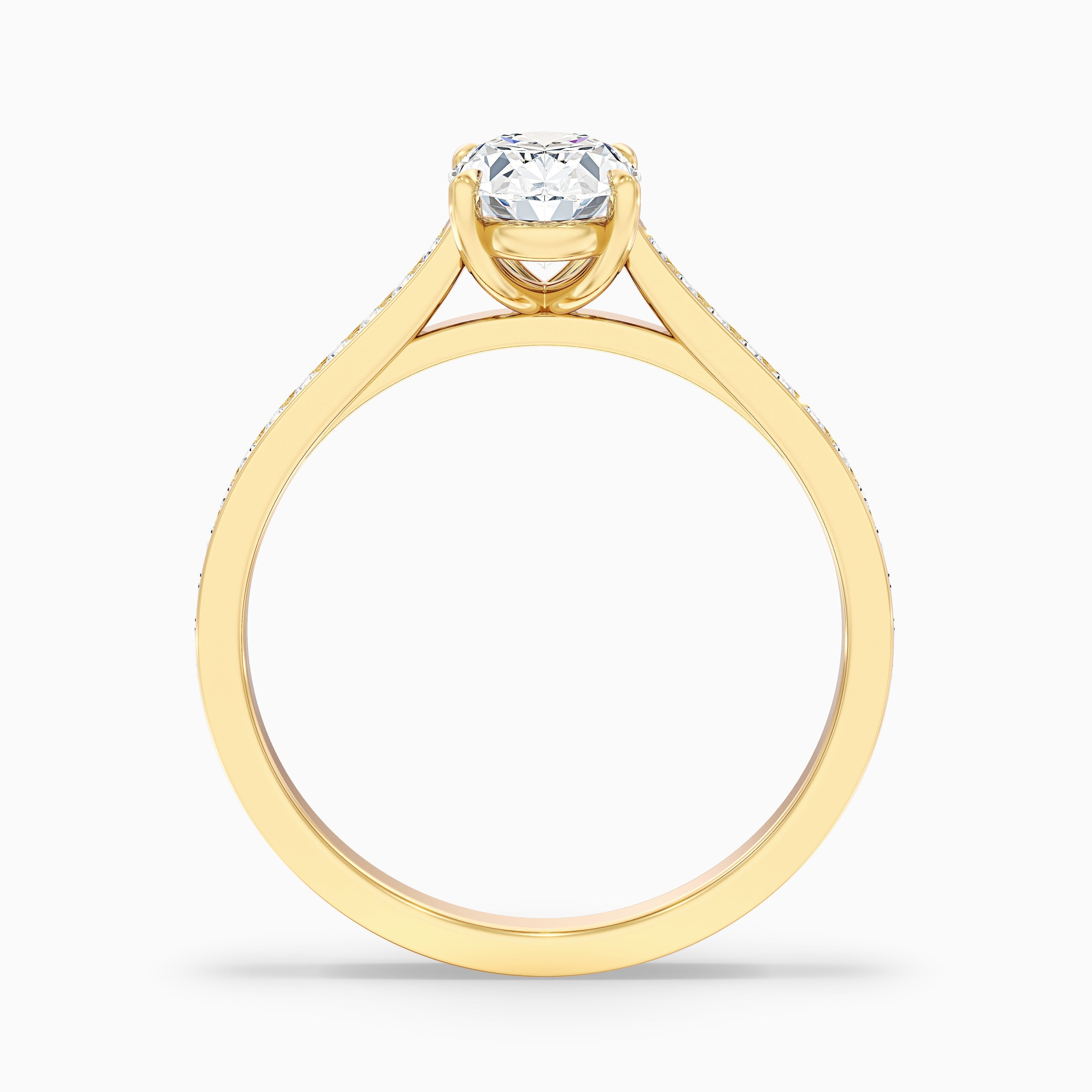 Dallas 5 Carat Oval Cut Side Stone Pave Moissanite Diamond Ring in 18k Rose Gold DestGlow