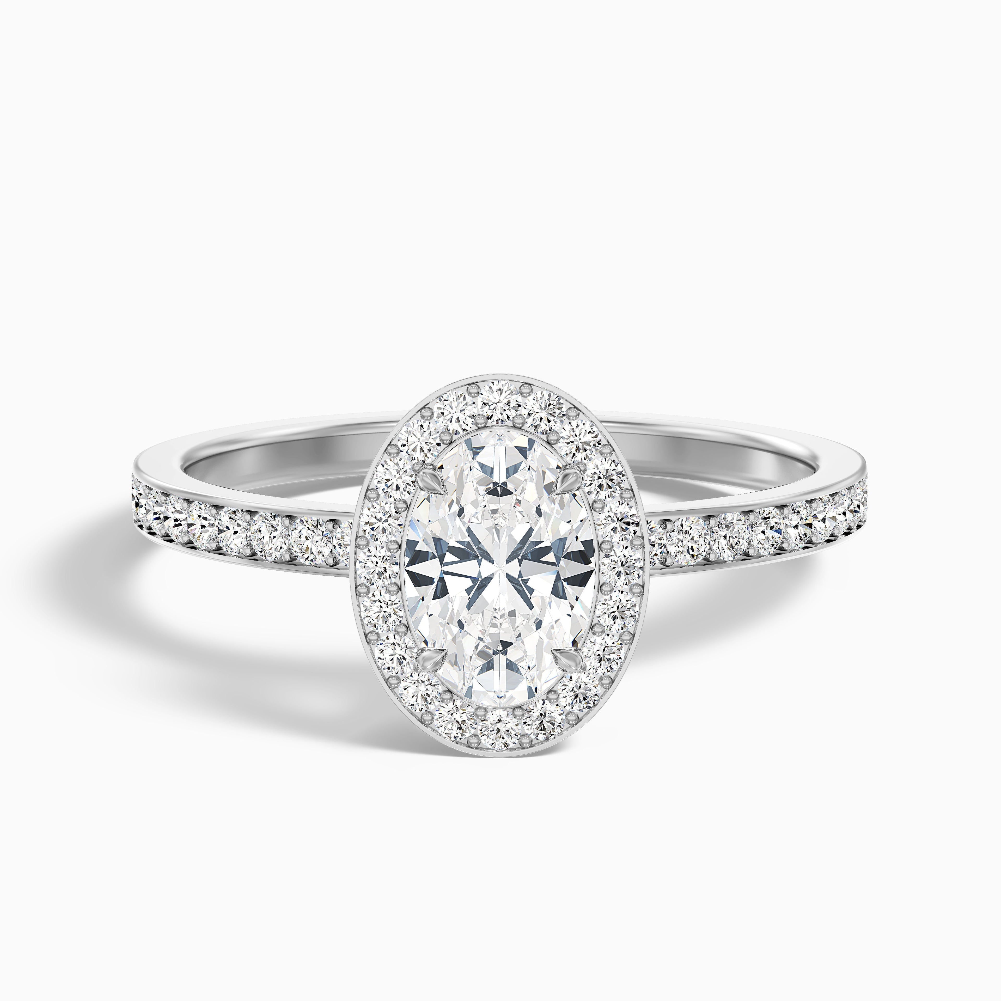 Claudia 4 Carat Oval Halo Pave Moissanite Diamond Ring in 10k Yellow Gold DestGlow