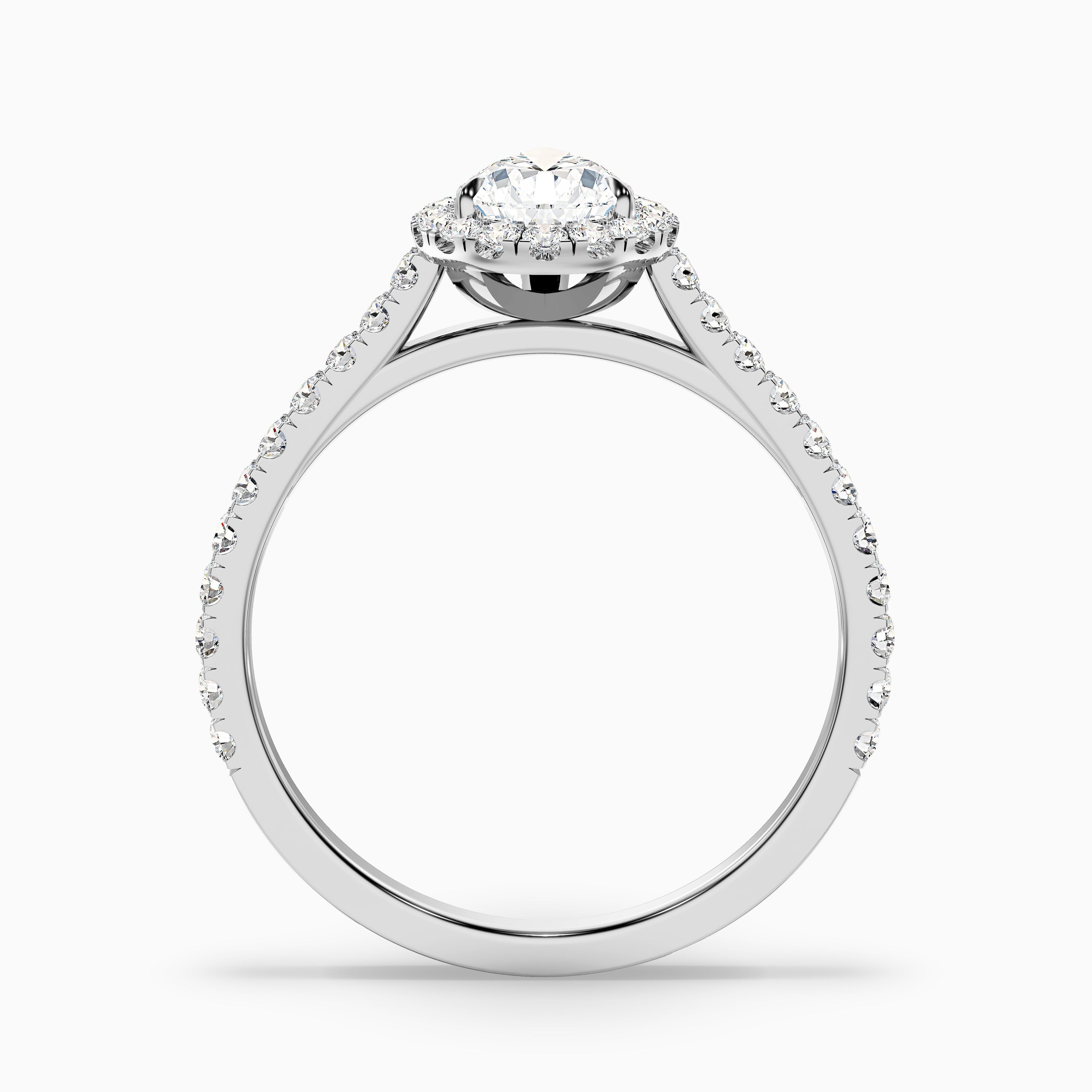 Cindy 1 Carat Pear Shaped Halo Moissanite Diamond Ring in 14k Yellow Gold