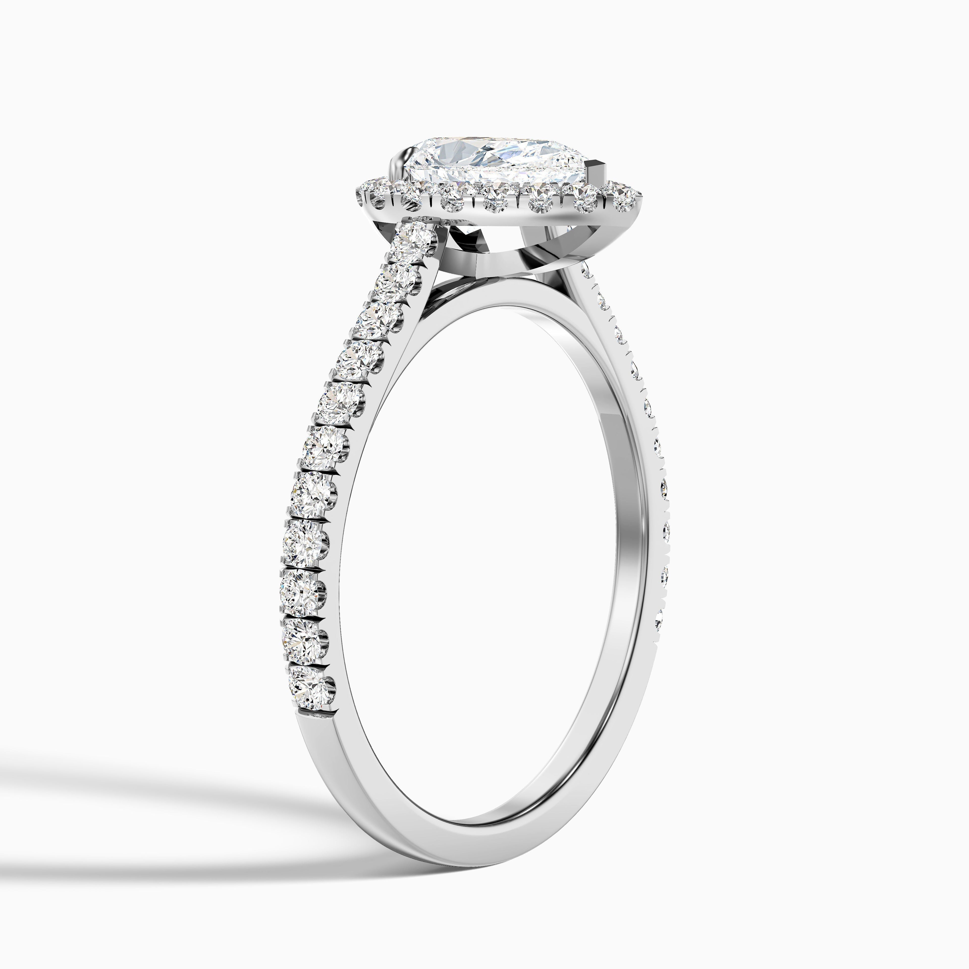 Cindy 5.5 Carat Pear Shaped Halo Moissanite Diamond Ring in 10k Yellow Gold