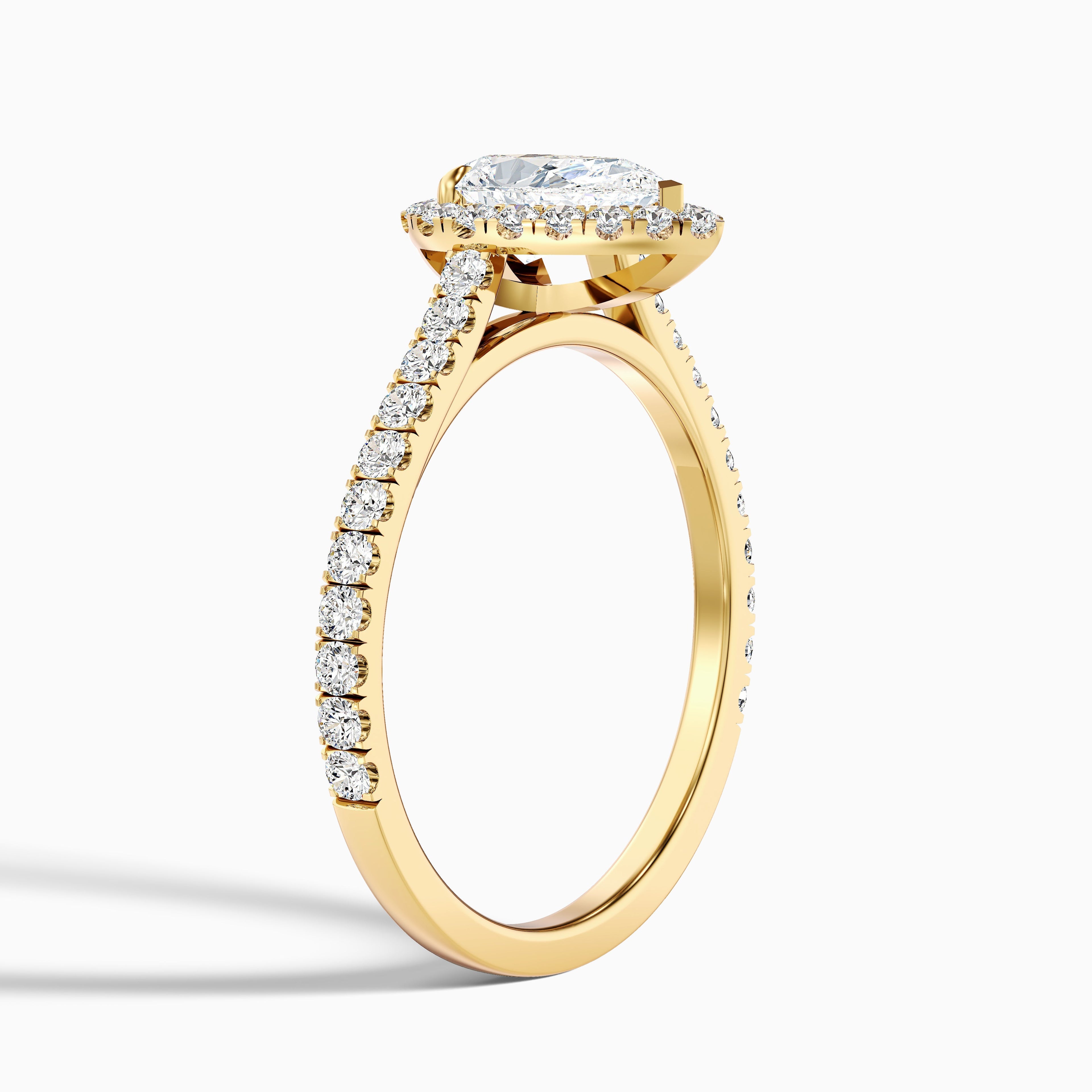 Aria 3 Carat Pear Shaped Halo Lab Grown Engagement Ring in 14k White Gold DestGlow