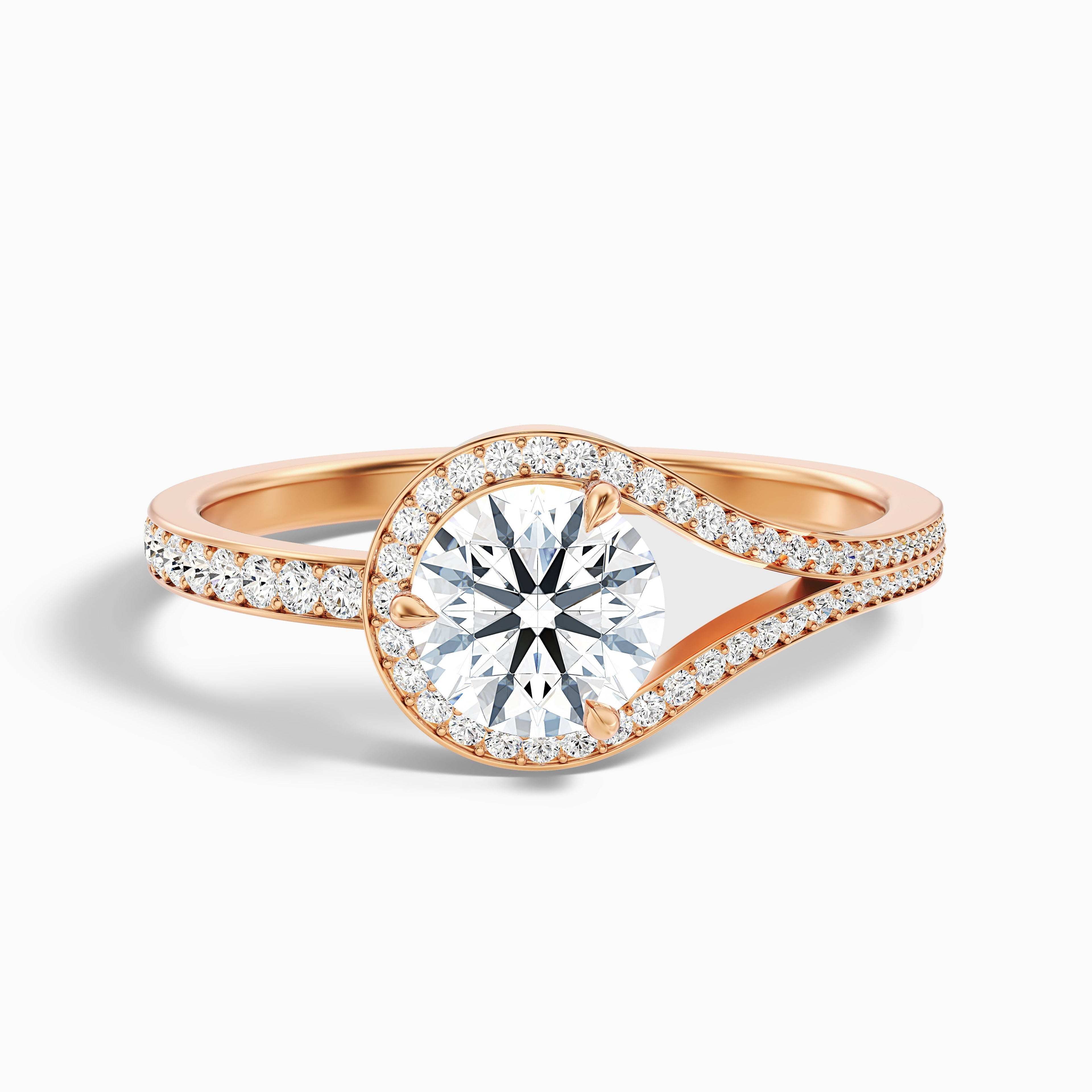 Cherri 5 Carat Round Halo Pave Moissanite Diamond Ring in 14k Rose Gold