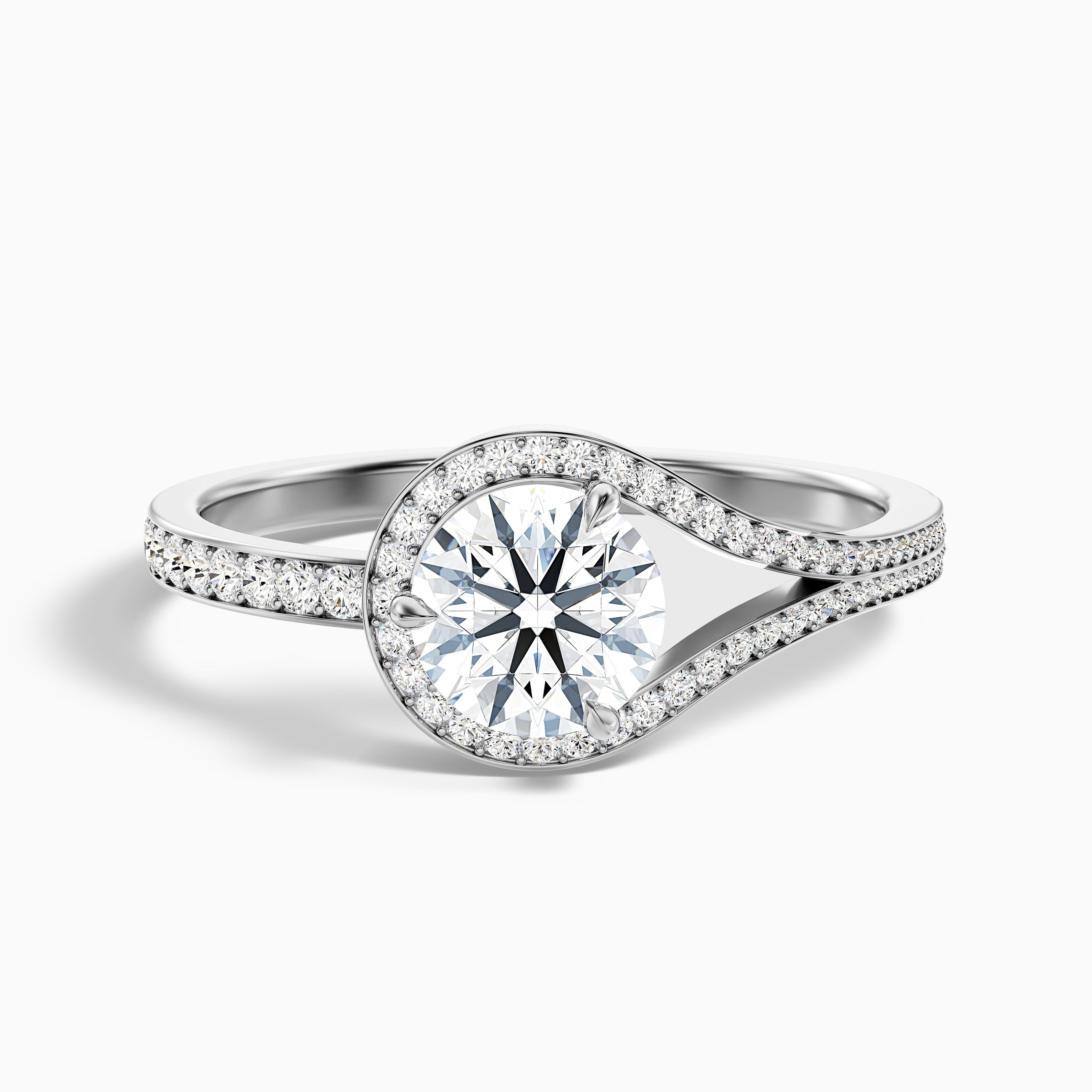 Avi 5 Carat Round Halo Pave Lab Grown Engagement Ring in Platinum
