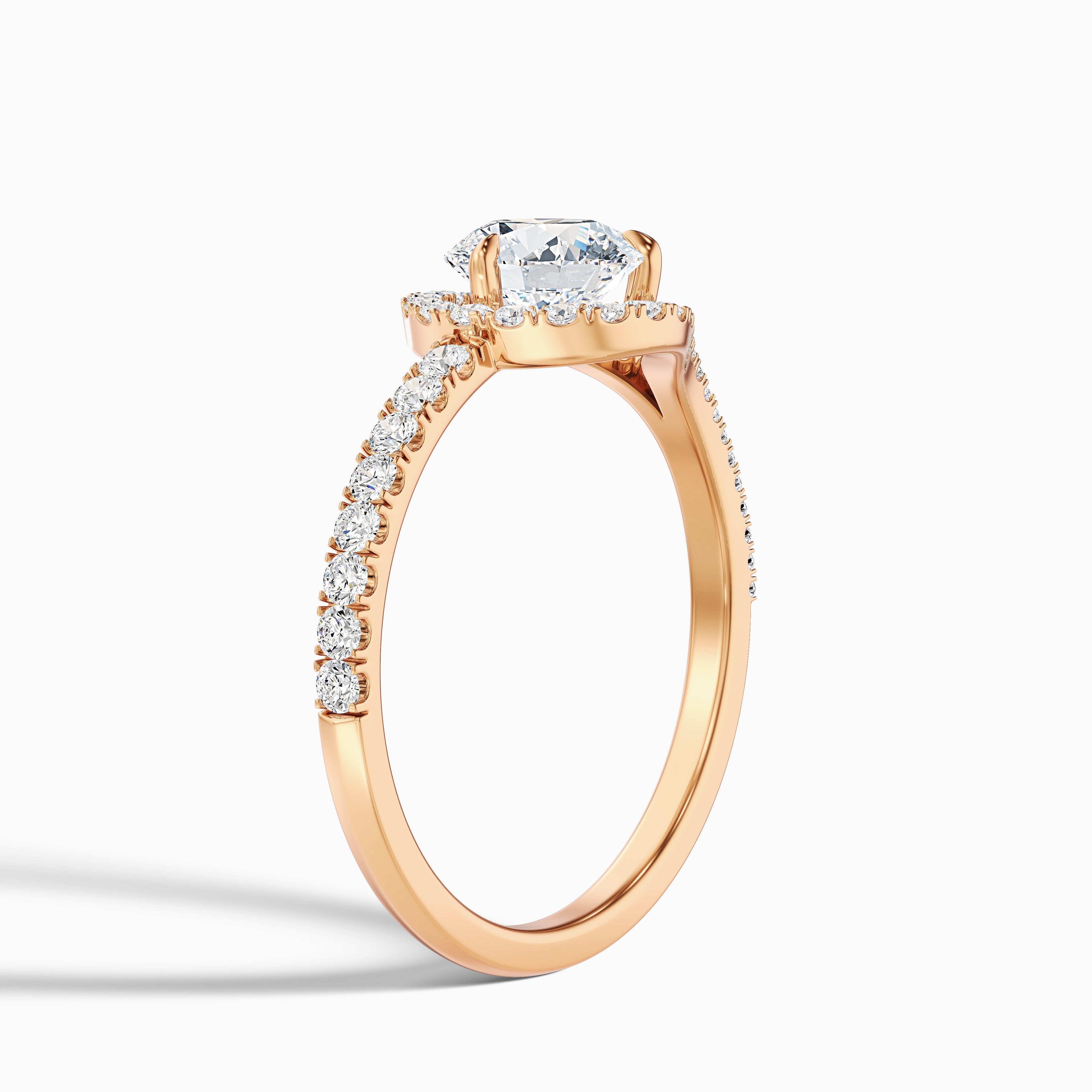 Callie 3 Carat Round Halo Pave Moissanite Diamond Ring in 14k Rose Gold