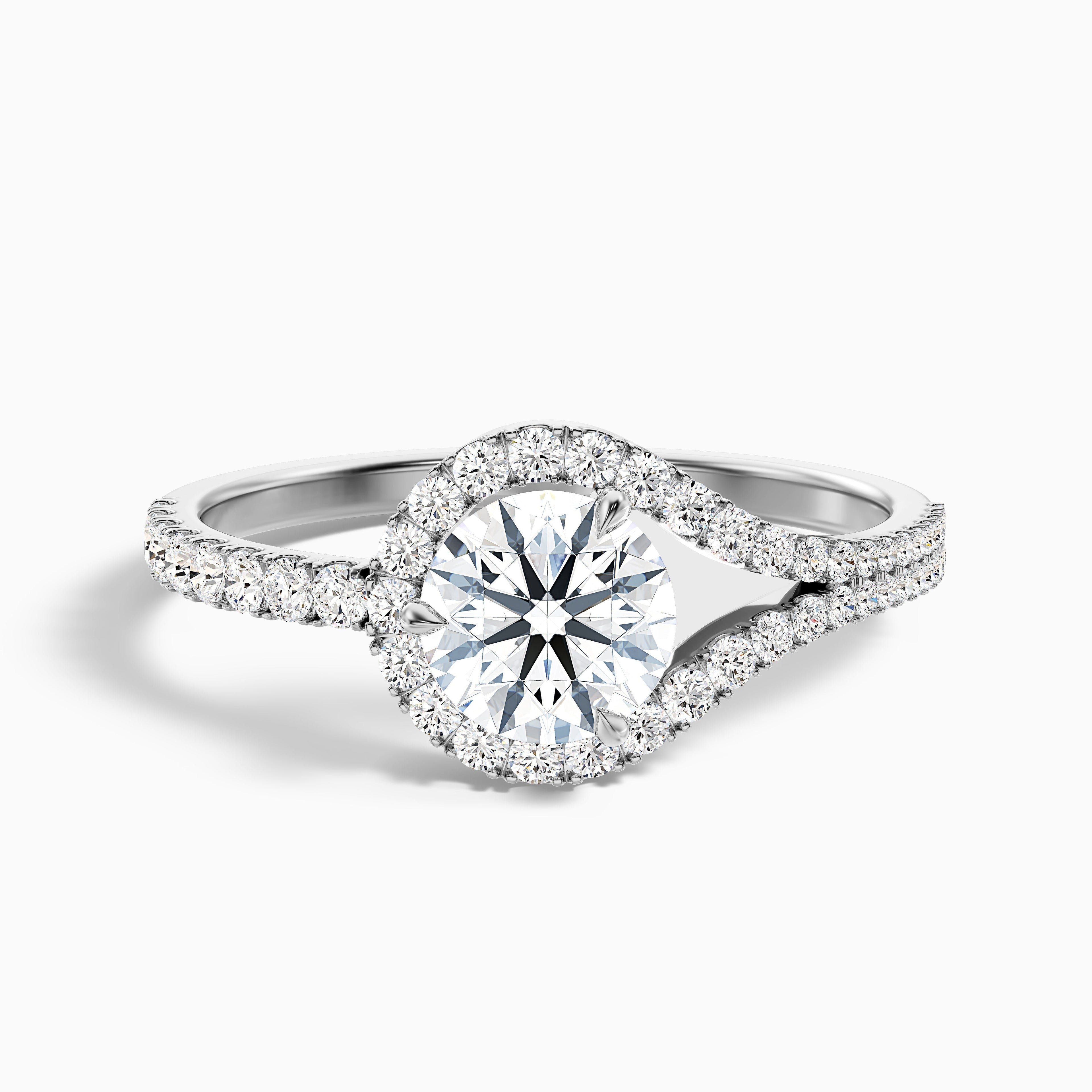 Callie 1 Carat Round Halo Pave Moissanite Diamond Ring in 10k Rose Gold