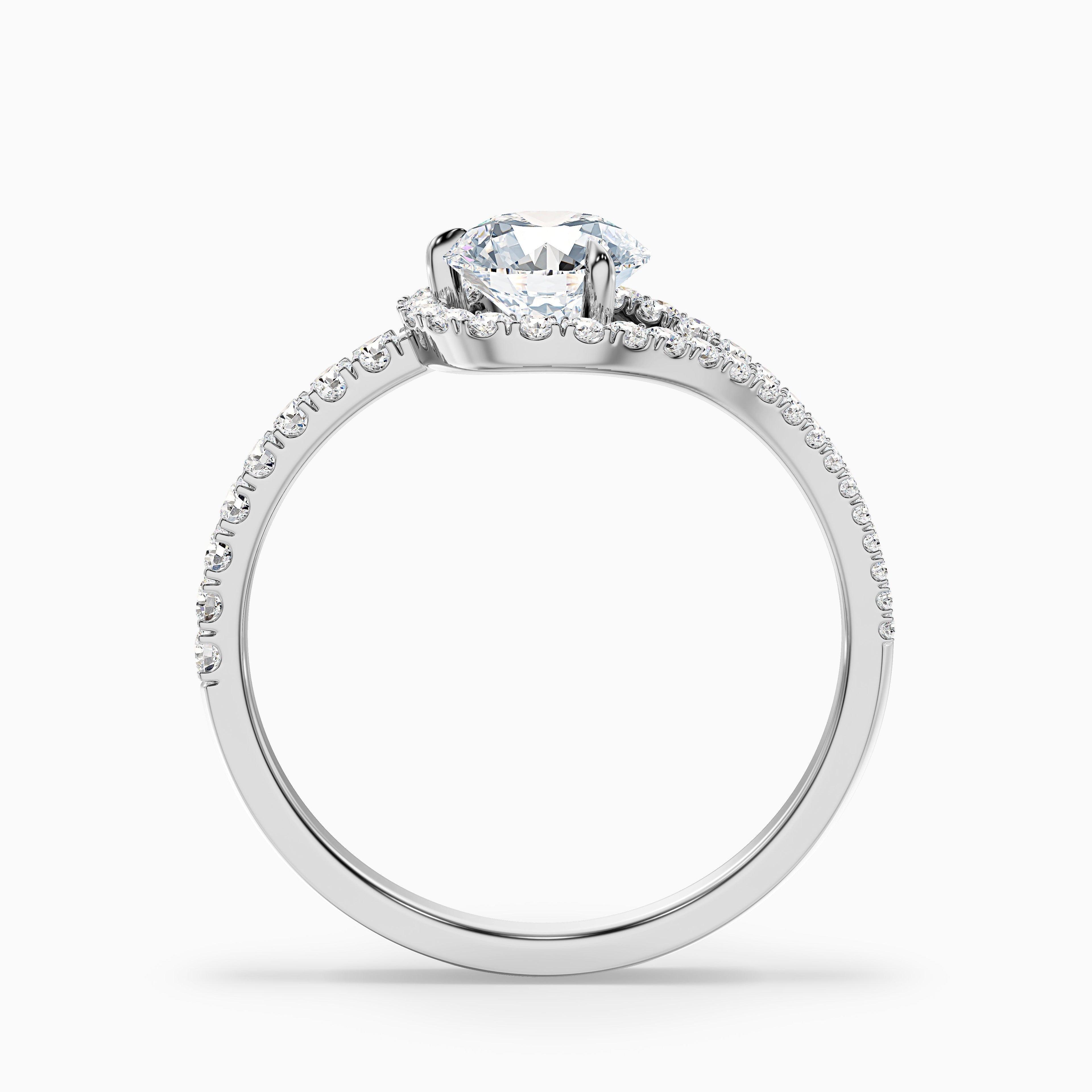 Callie 3 Carat Round Halo Pave Moissanite Diamond Ring in 10k White Gold