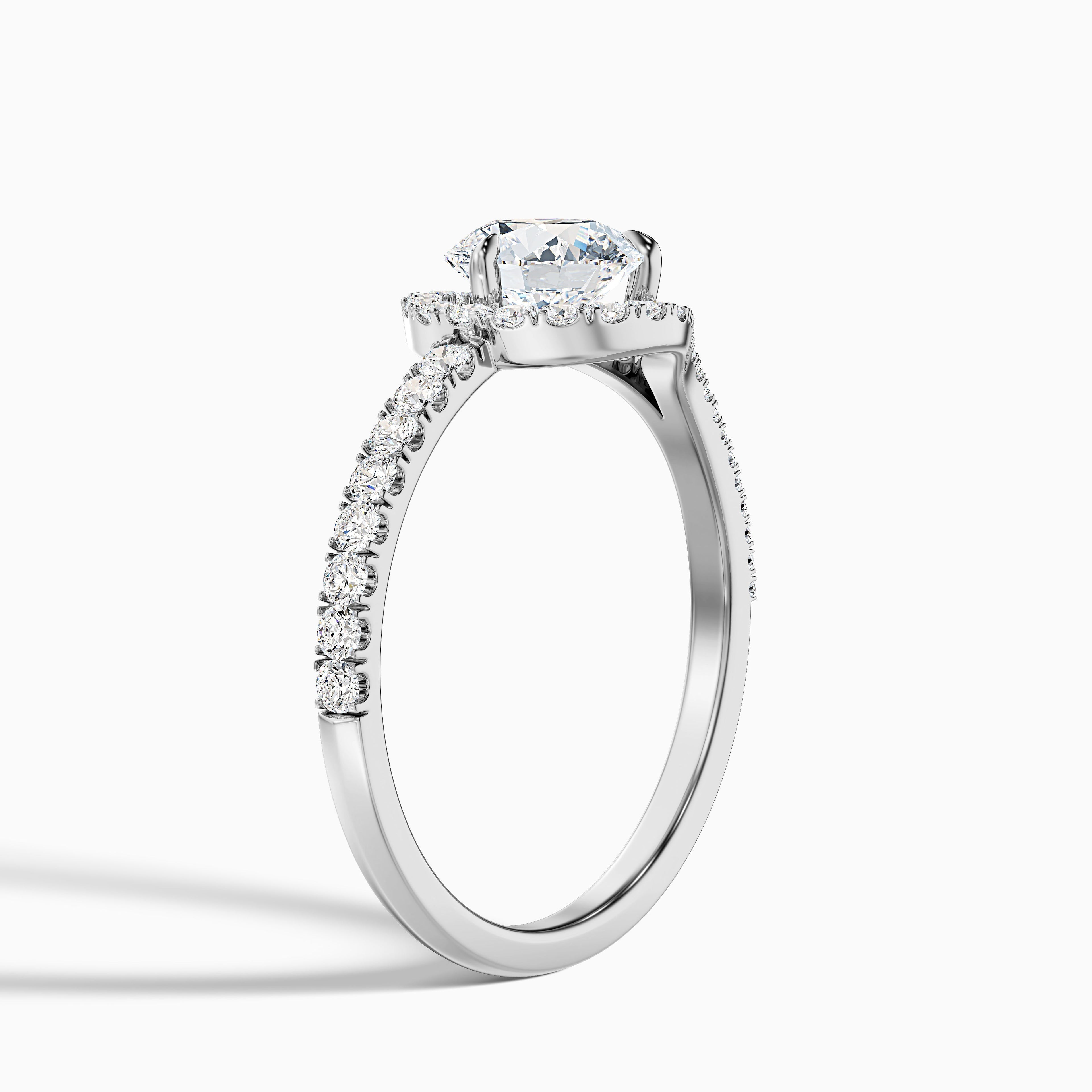 Callie 5.5 Carat Round Halo Pave Moissanite Diamond Ring in Platinum