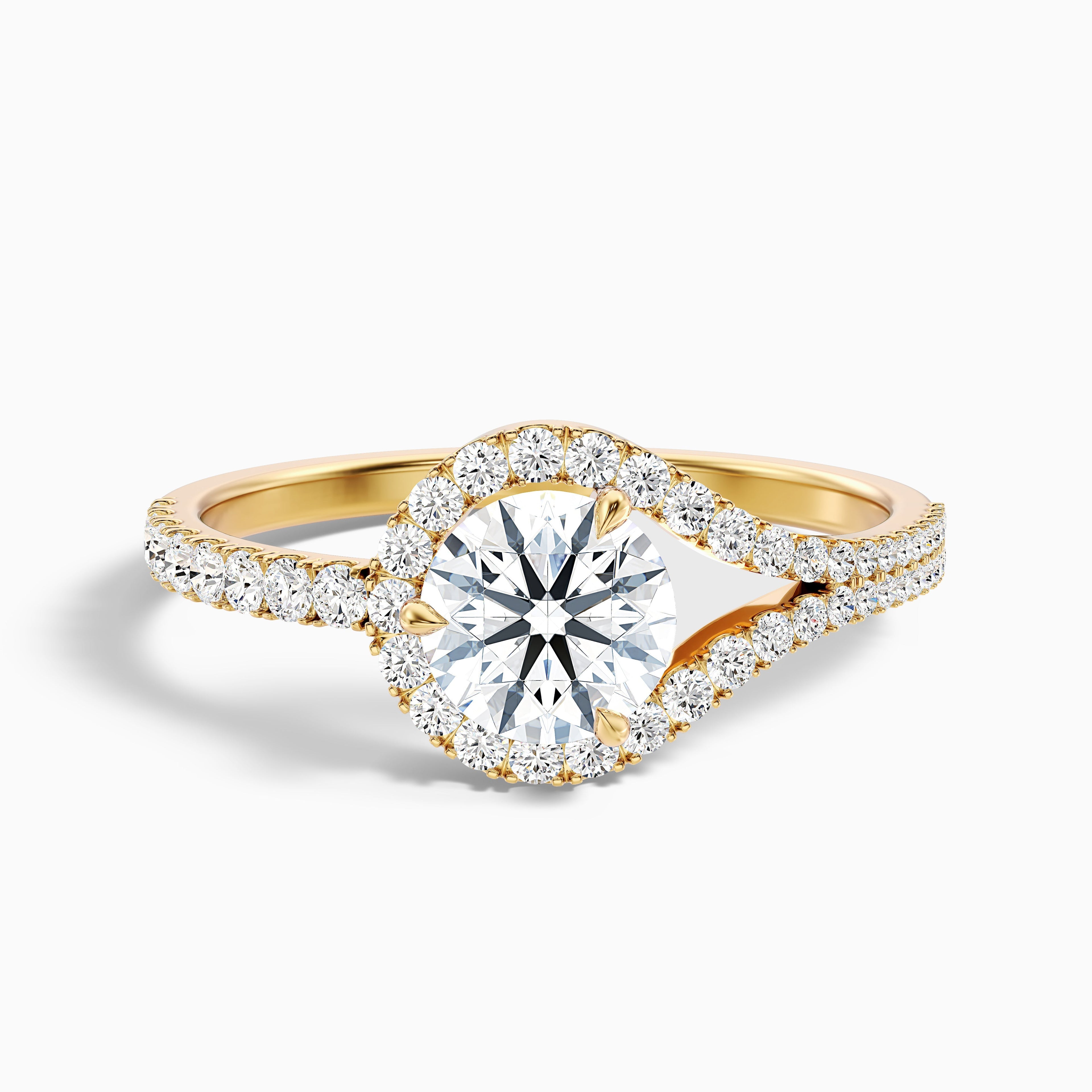 Betti 1 Carat Round Halo Pave Lab Grown Engagement Ring in 18k Rose Gold
