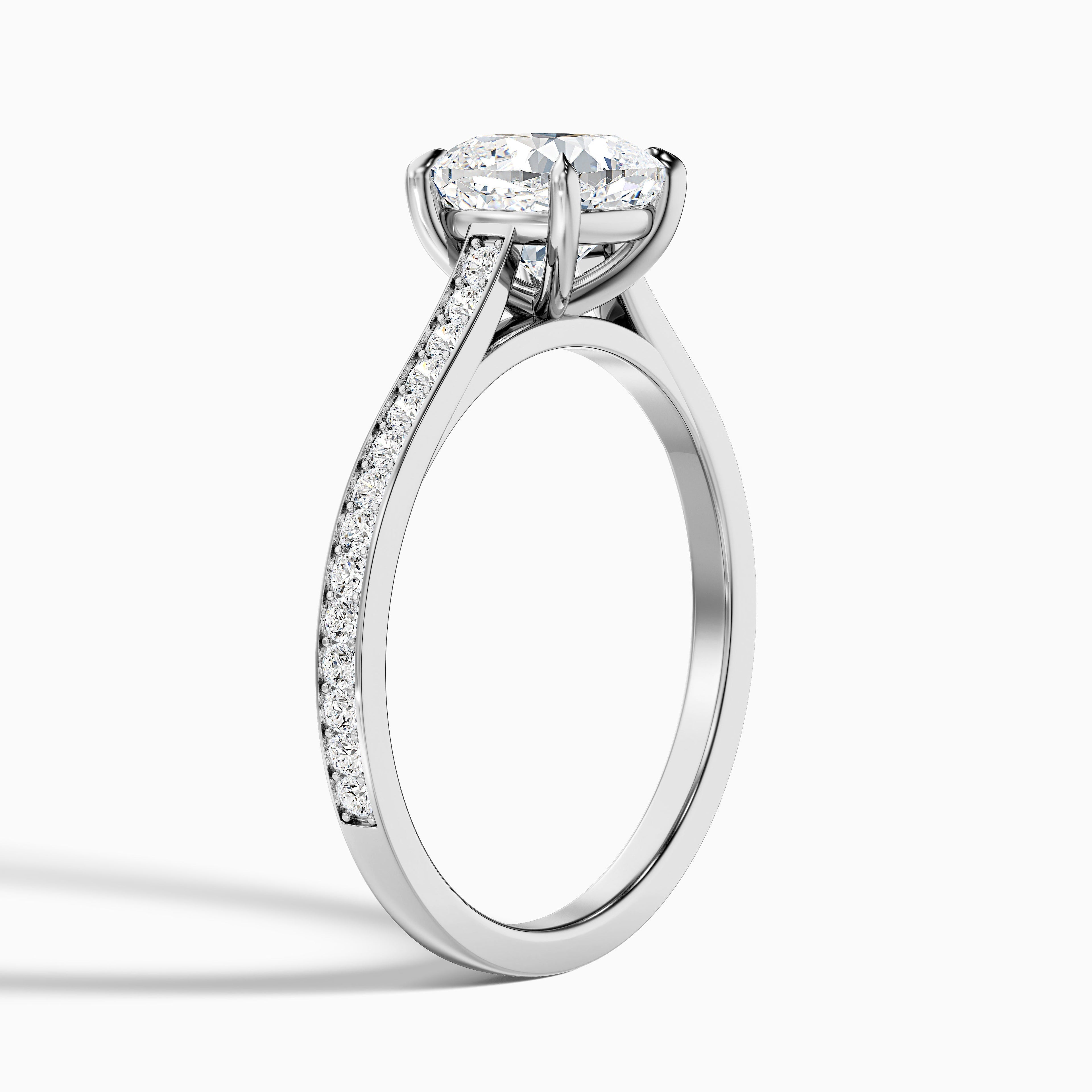 Eva 4 Carat Cushion Cut Side Stone Pave Lab Grown Engagement Ring in Platinum