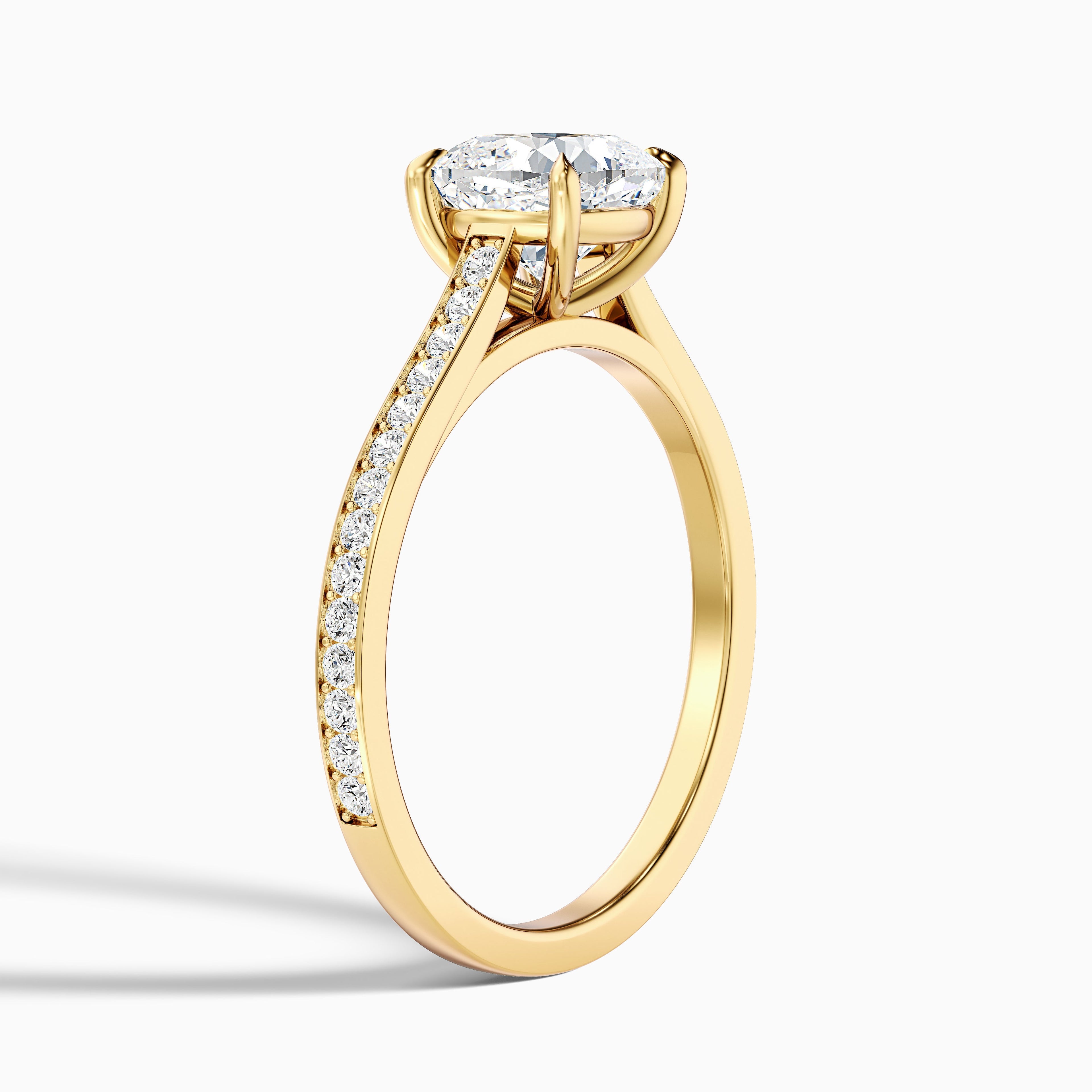 Eva 3.5 Carat Cushion Cut Side Stone Pave Lab Grown Engagement Ring in 10k Rose Gold