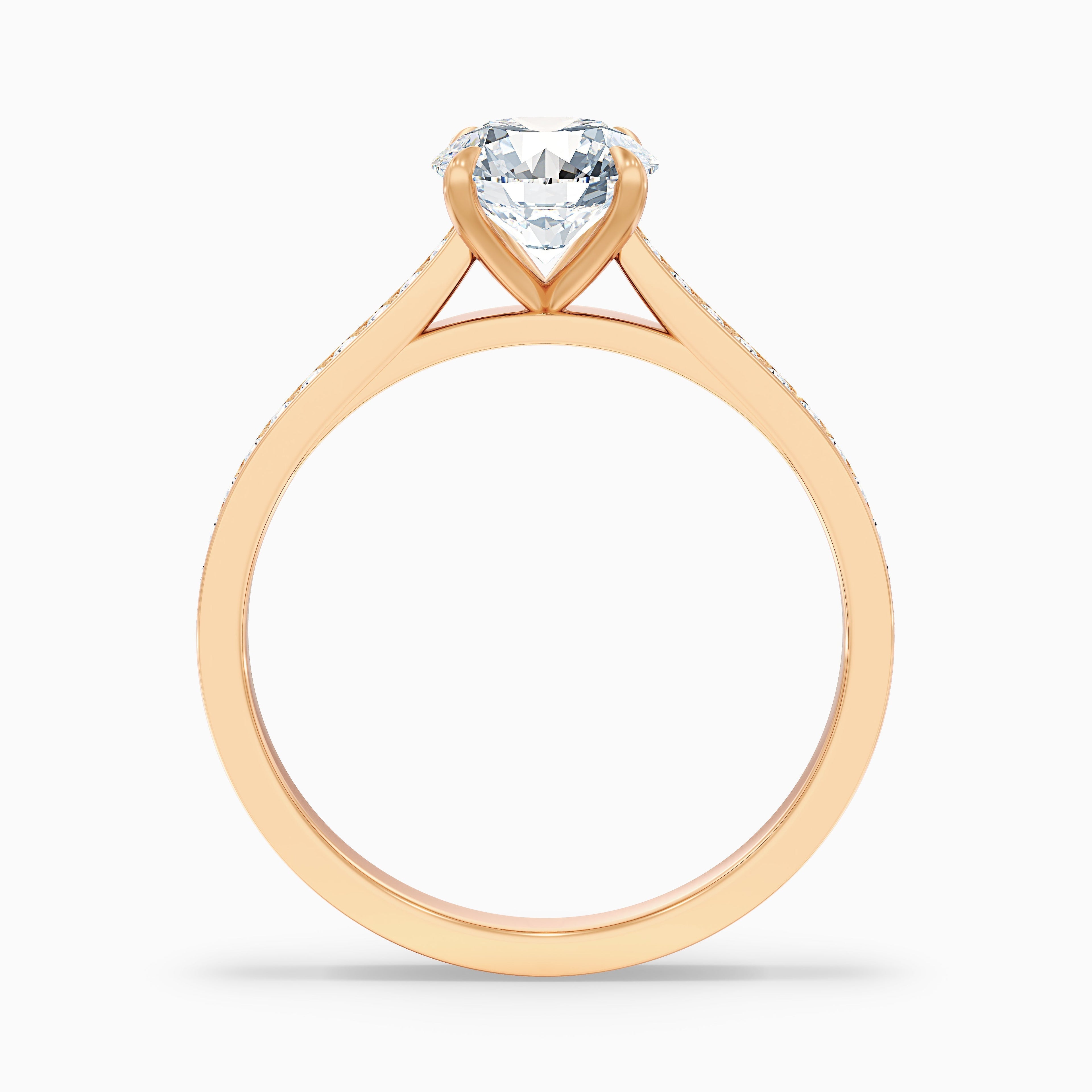 Callie 1.5 Carat Round Side Stone Pave Lab Grown Engagement Ring in 14k White Gold DestGlow