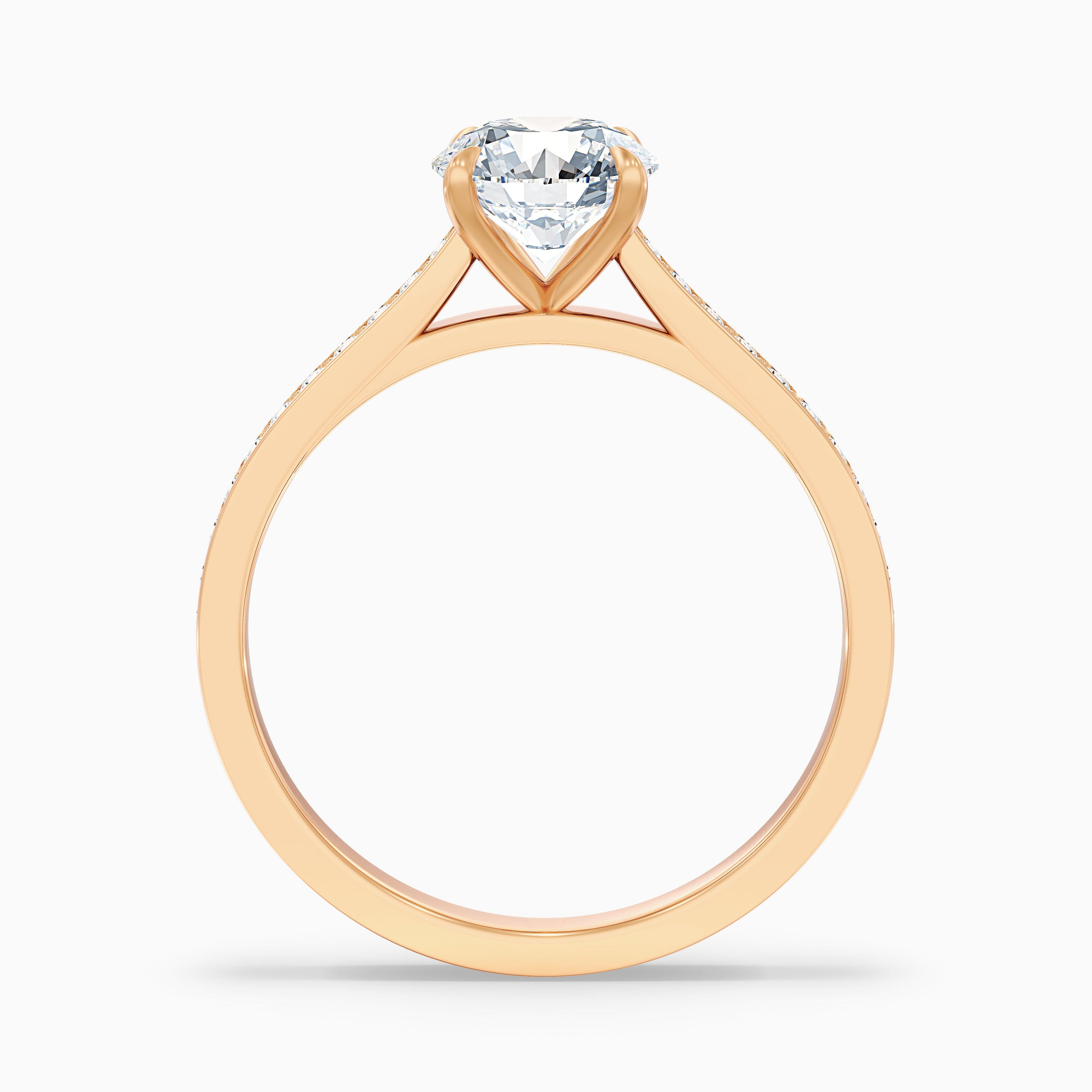Betti 2.5 Carat Round Side Stone Pave Moissanite Diamond Ring in 18k White Gold