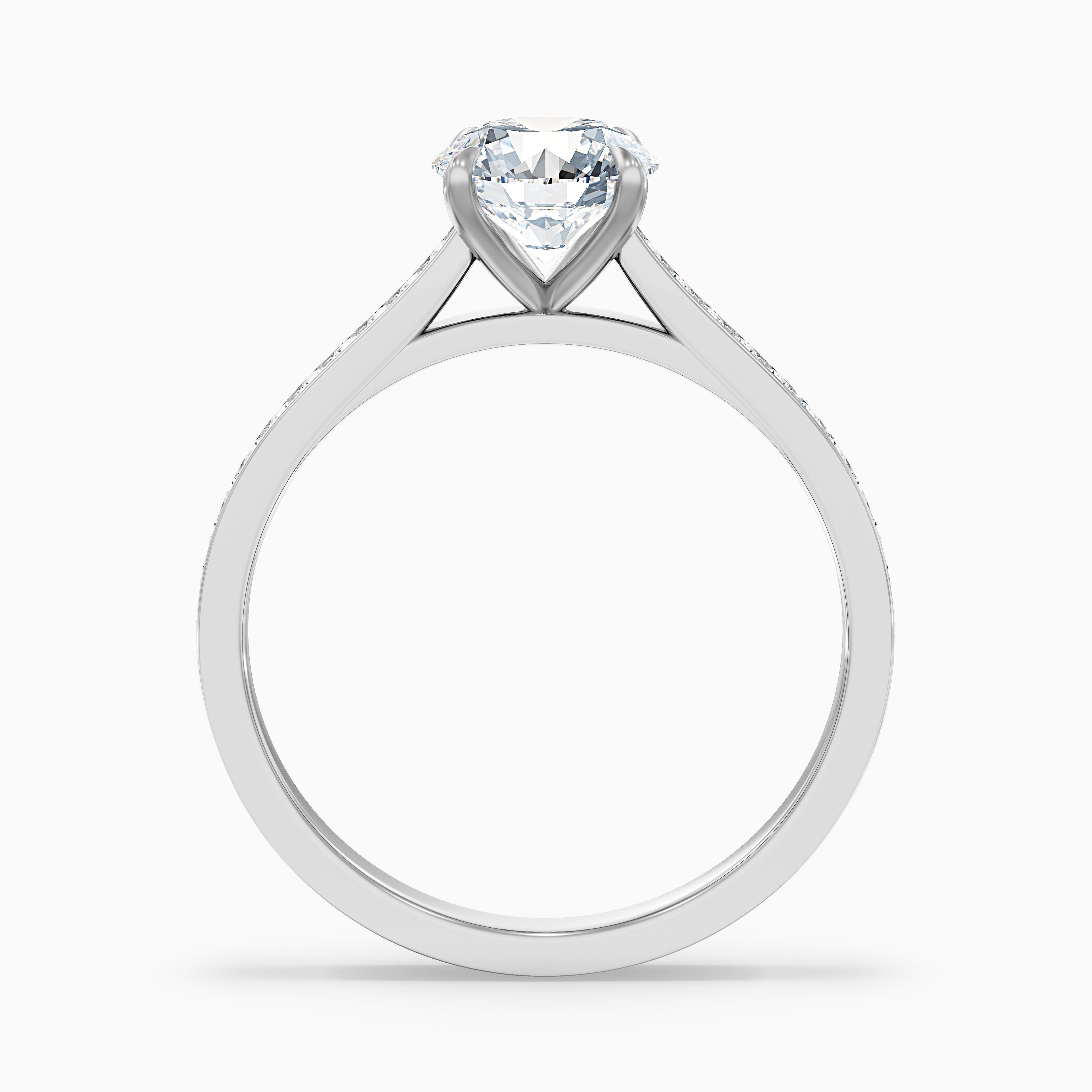Callie 4 Carat Round Side Stone Pave Lab Grown Engagement Ring in 18k Yellow Gold DestGlow