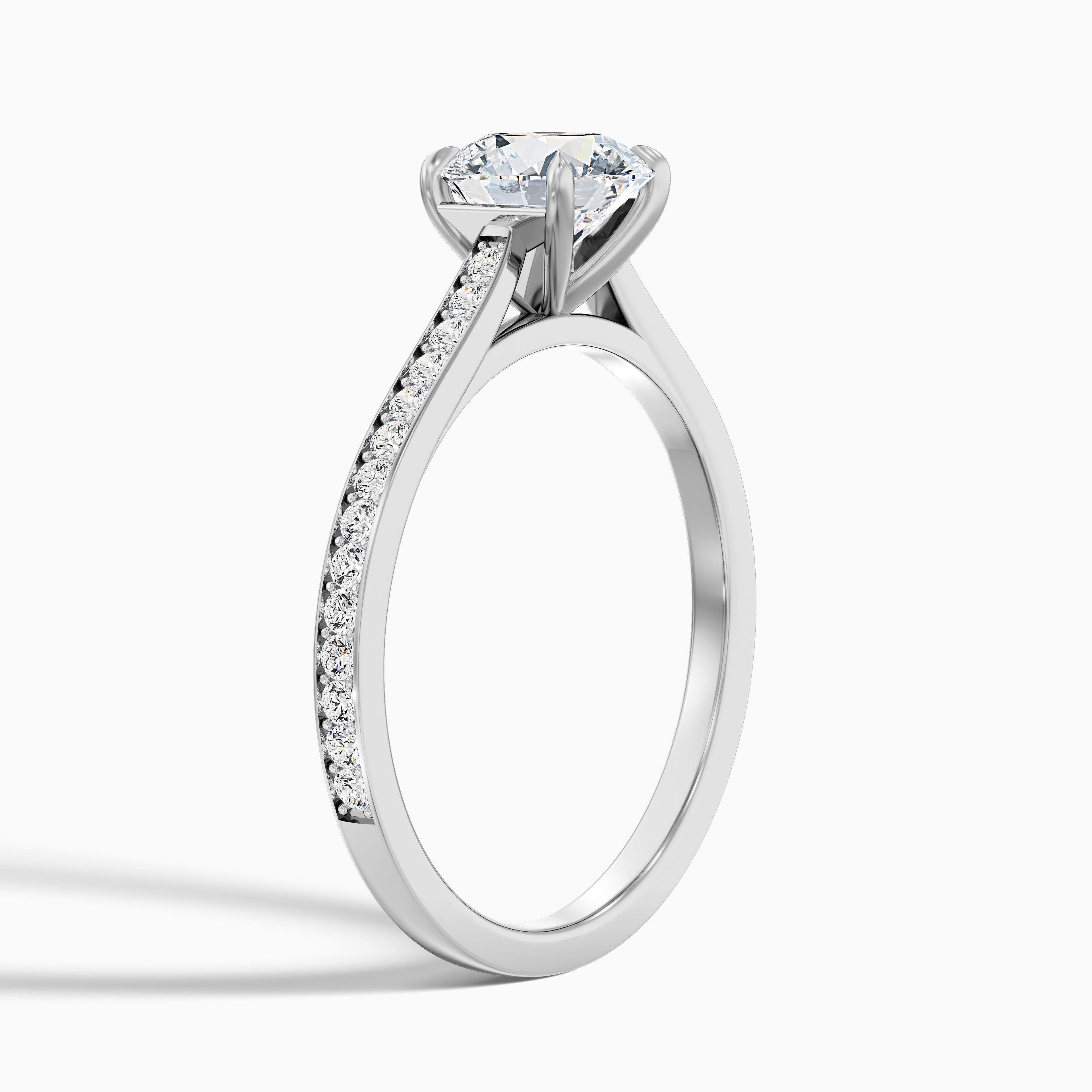 Callie 4.5 Carat Round Side Stone Pave Lab Grown Engagement Ring in 18k Rose Gold DestGlow