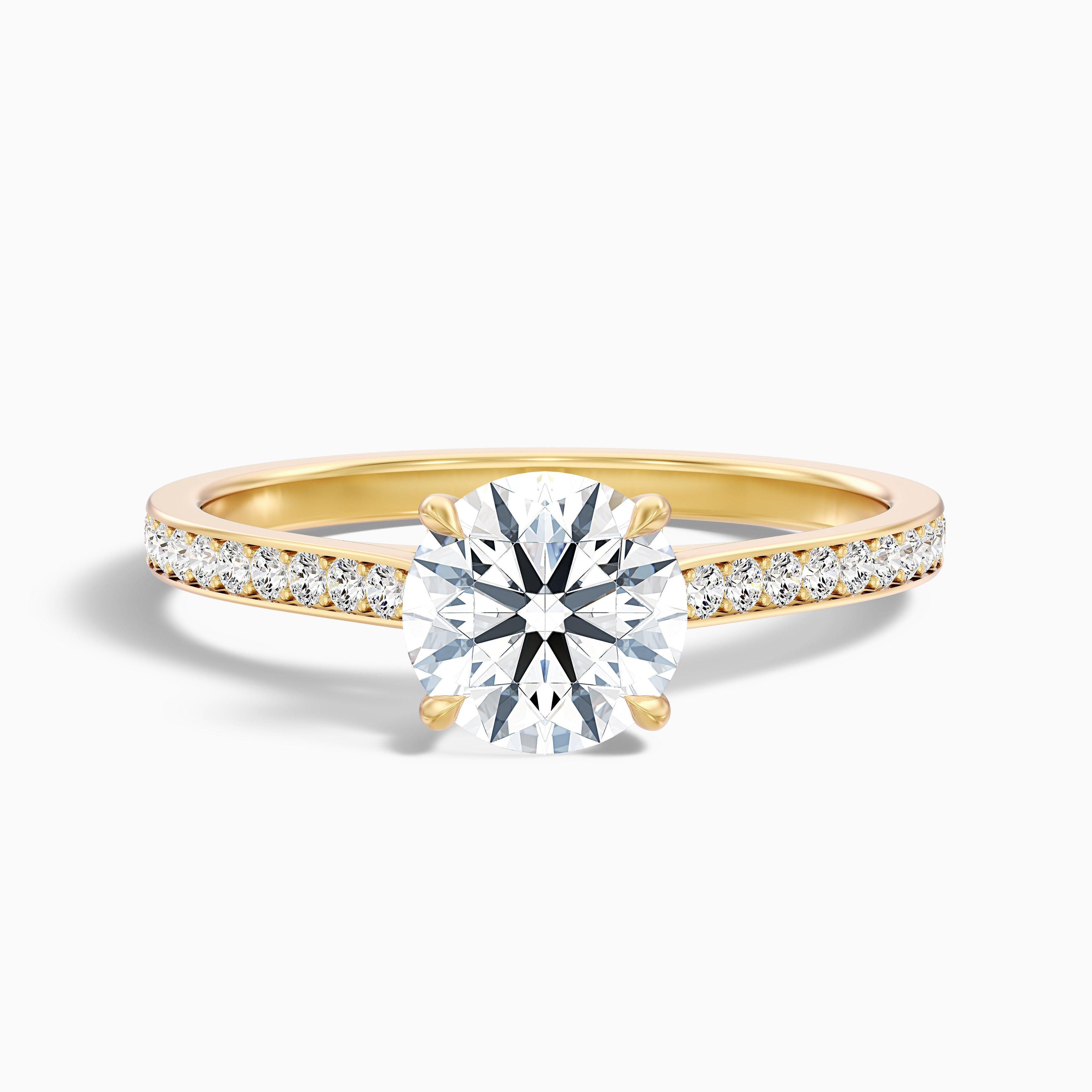 Callie 4.5 Carat Round Side Stone Pave Lab Grown Engagement Ring in 18k White Gold