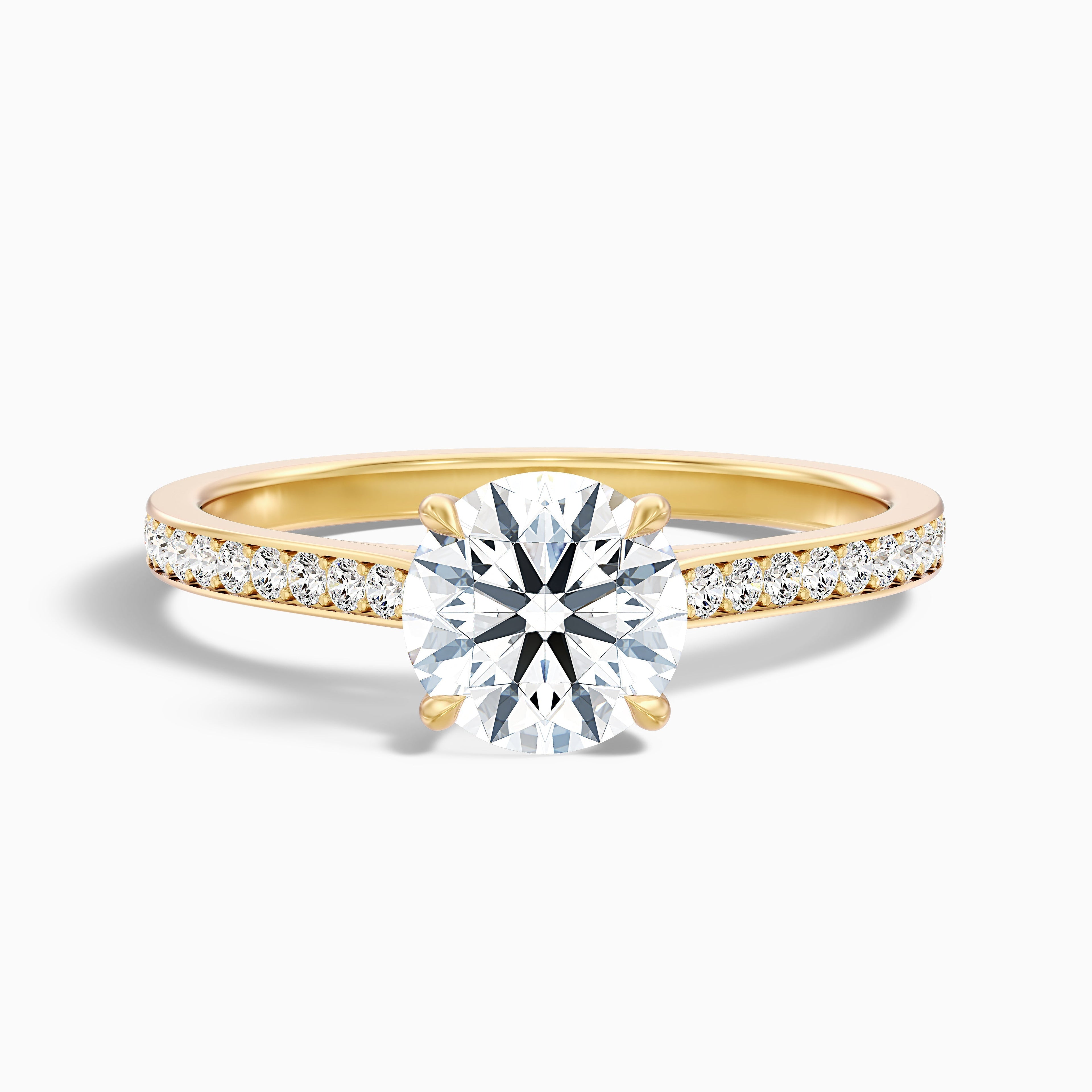 Betti 3.5 Carat Round Side Stone Pave Moissanite Diamond Ring in 10k Rose Gold