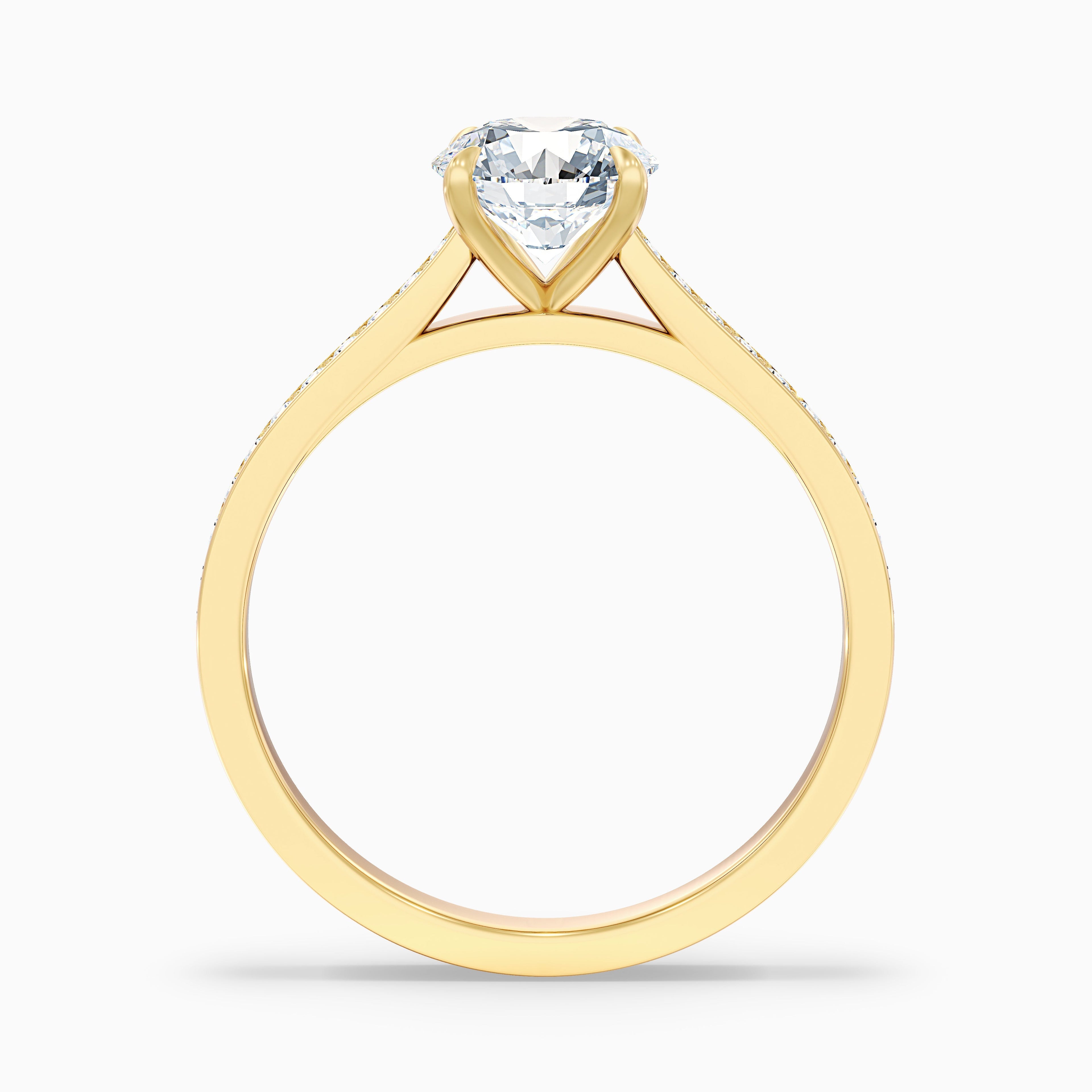 Betti 3 Carat Round Side Stone Pave Moissanite Diamond Ring in 14k Rose Gold
