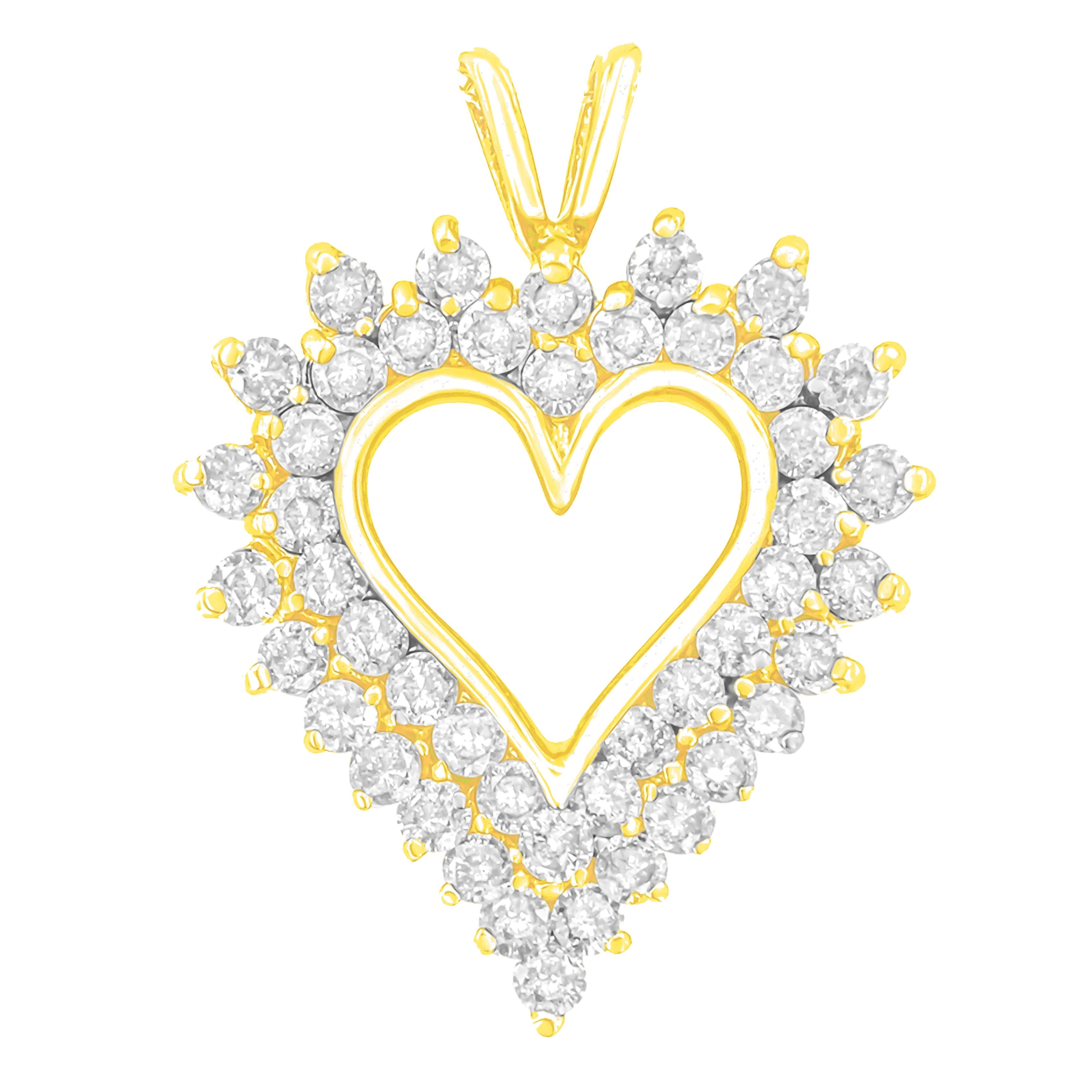 14K Yellow Gold Plated .925 Sterling Silver 3.00 Cttw Round Cut Diamond Cluster Heart 18" Pendant Necklace (K-L Color, I1-I2 Clarity) DestGlow