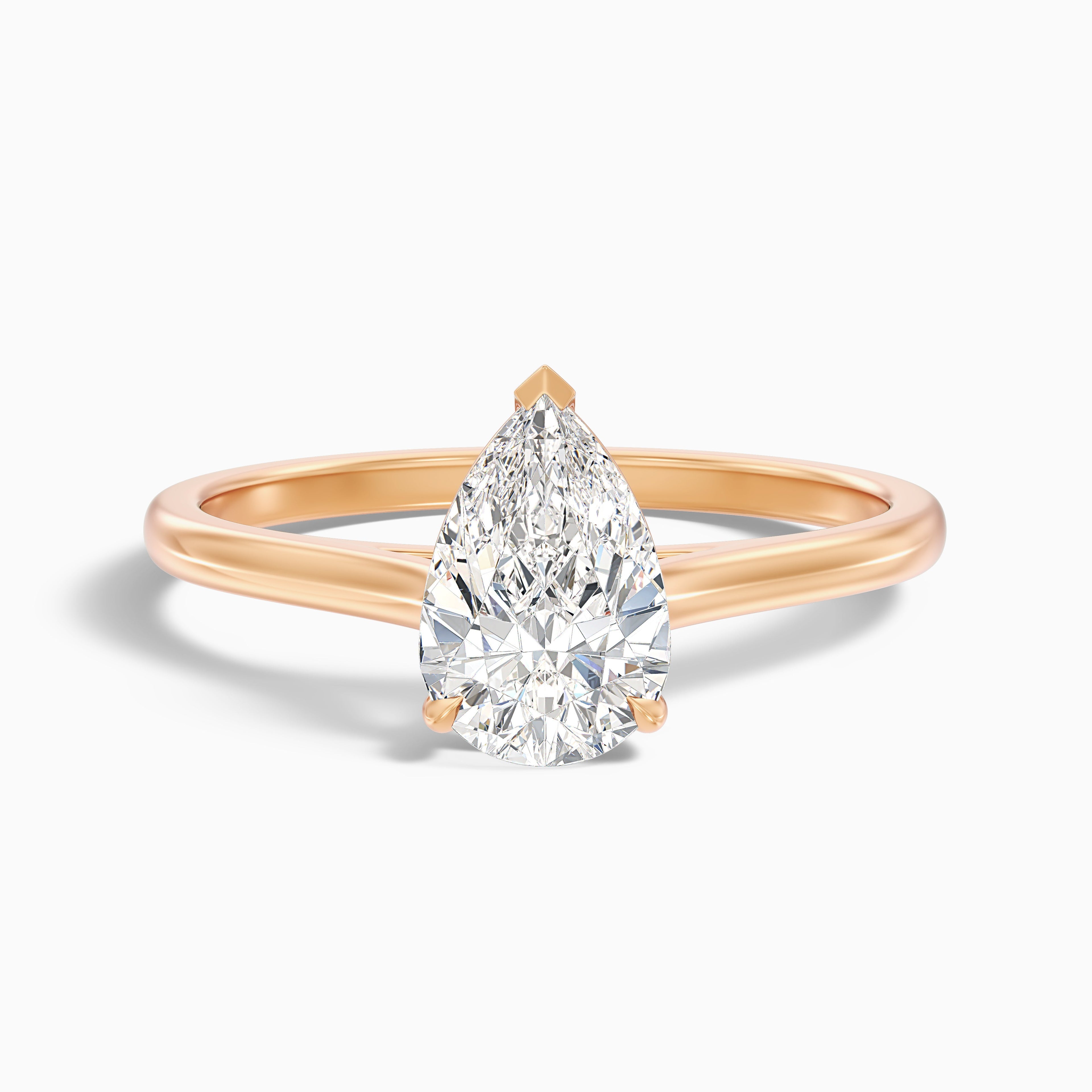 Avi 2 Carat Pear Shaped Solitaire Moissanite Diamond Ring in 14k White Gold