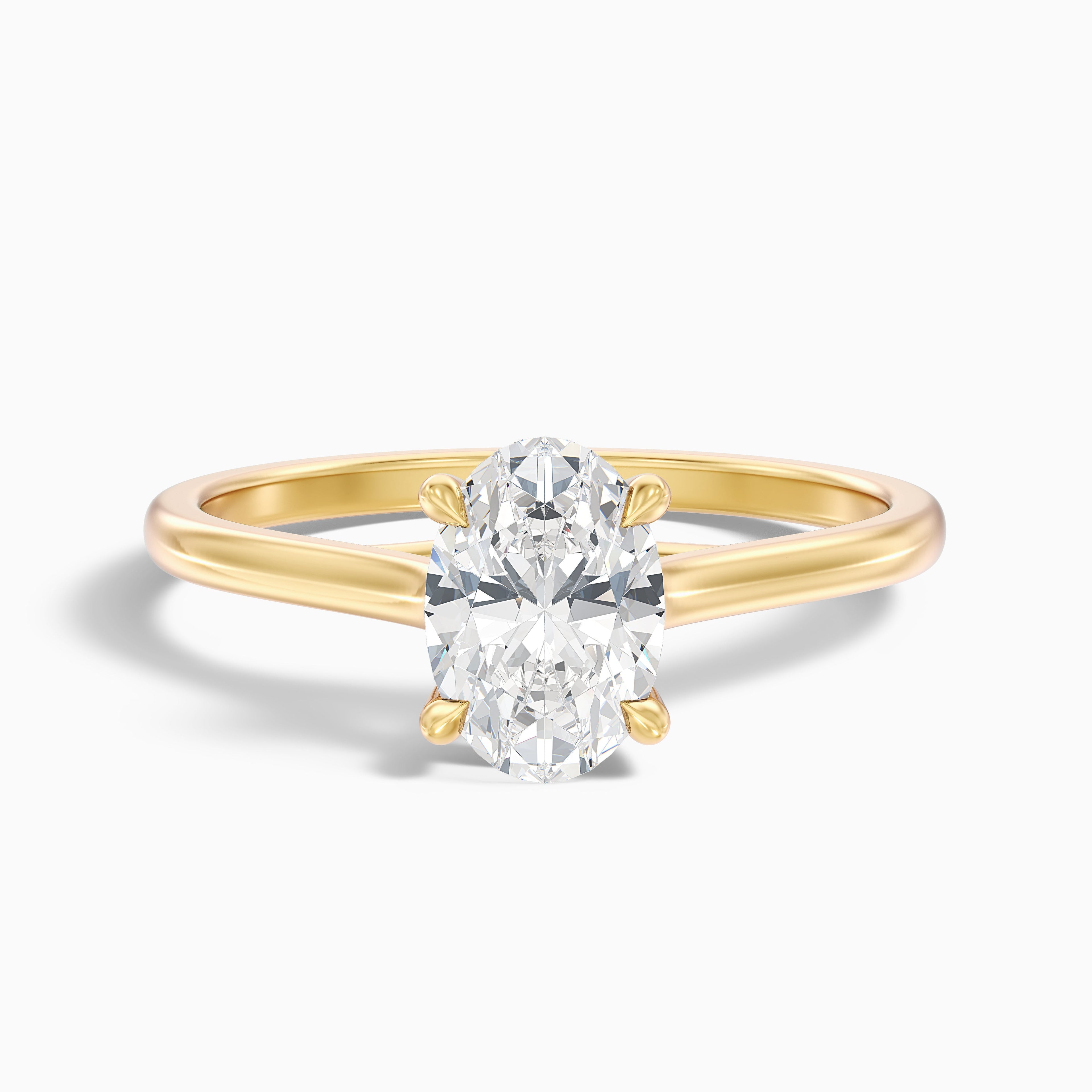 Cindy 3.5 Carat Oval Solitaire Lab Grown Engagement Ring in 10k Yellow Gold DestGlow