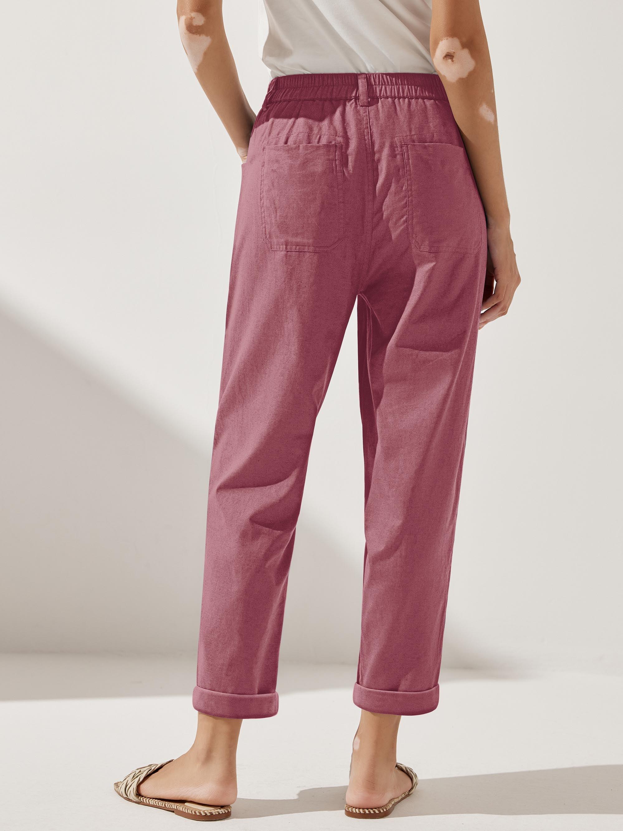 Linen Simple Button Fly Trousers HEIDI by LINTICO
