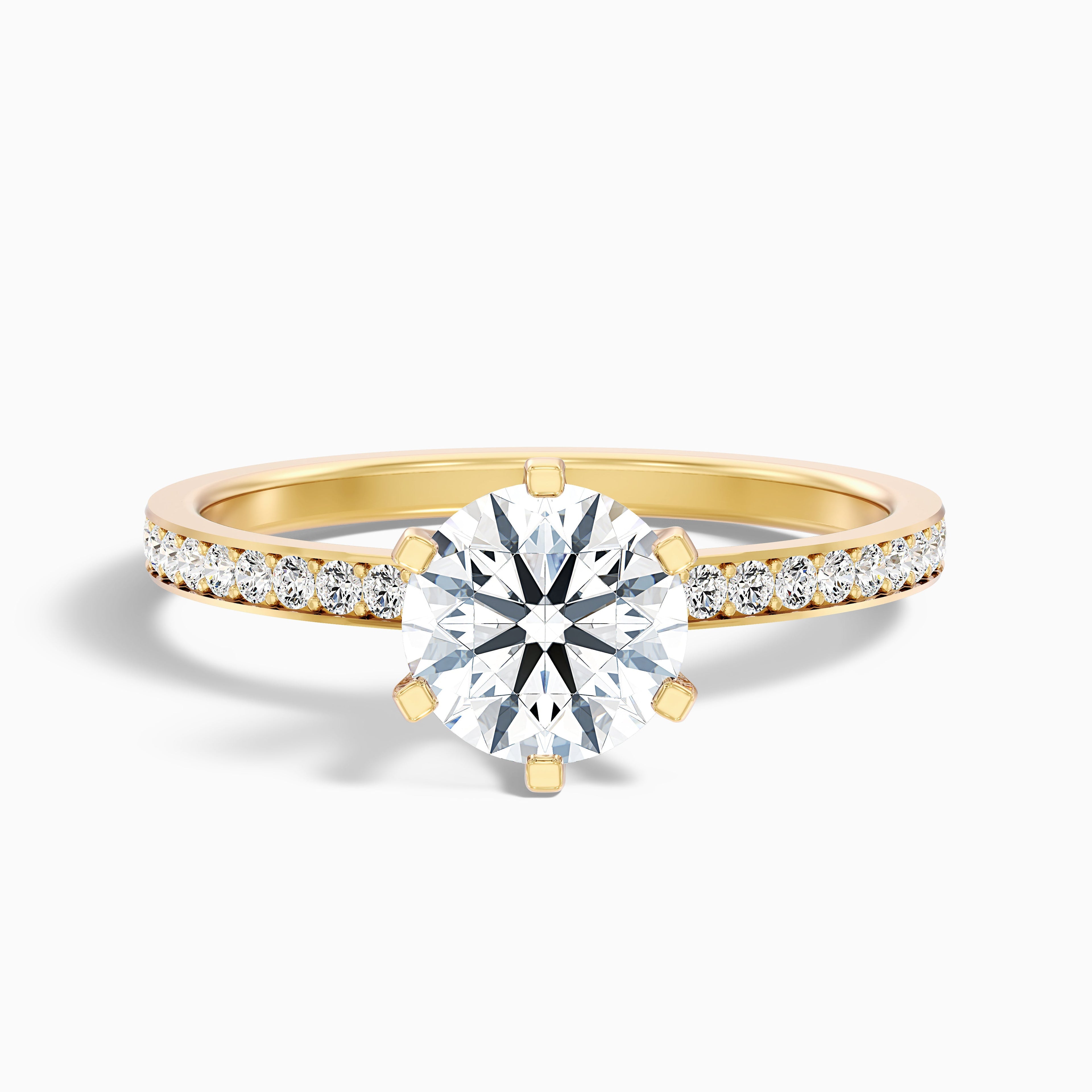 Eden 5.5 Carat Round Side Stone Pave Moissanite Engagement Ring in 14k White Gold