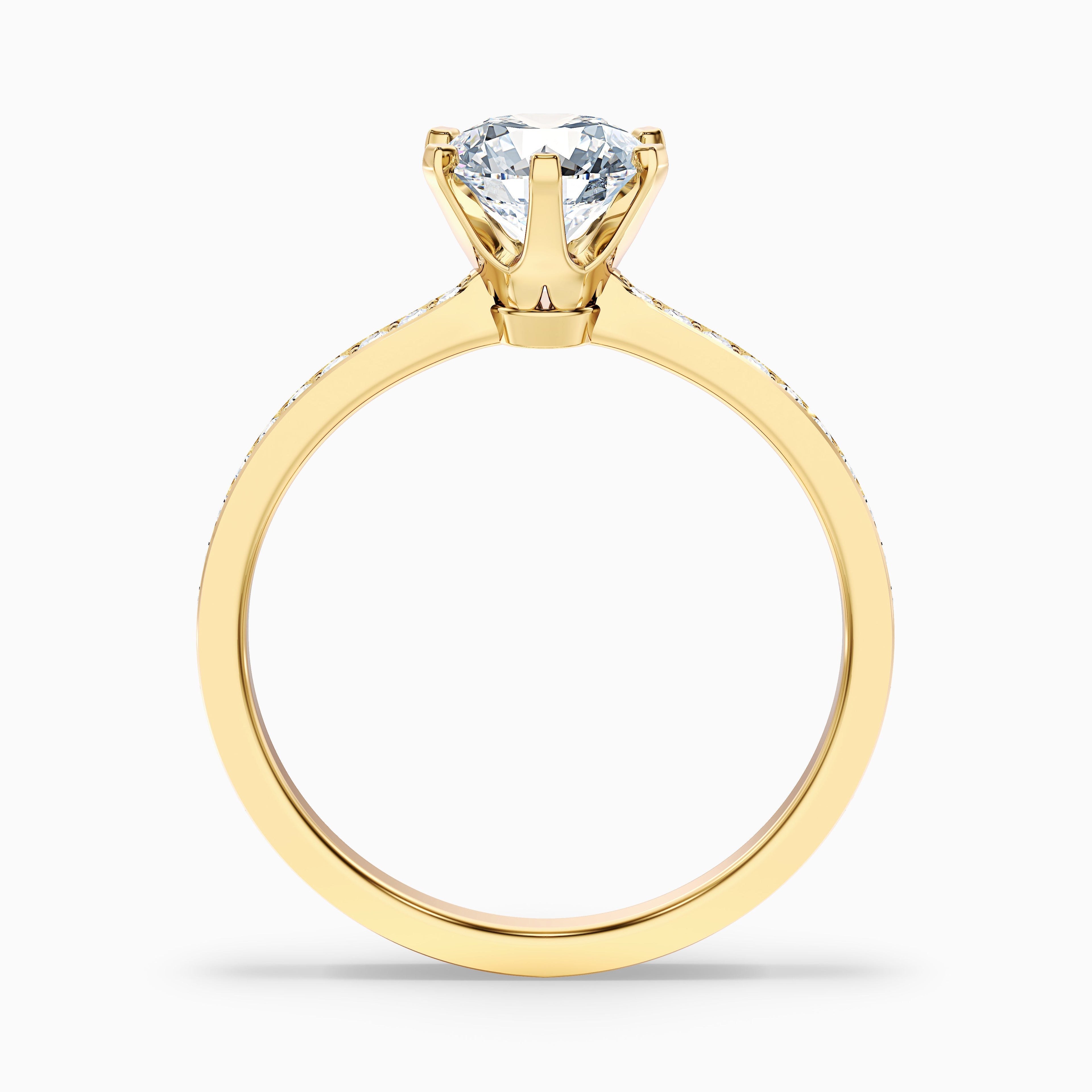 Eden 2 Carat Round Side Stone Pave Moissanite Engagement Ring in 10k Rose Gold