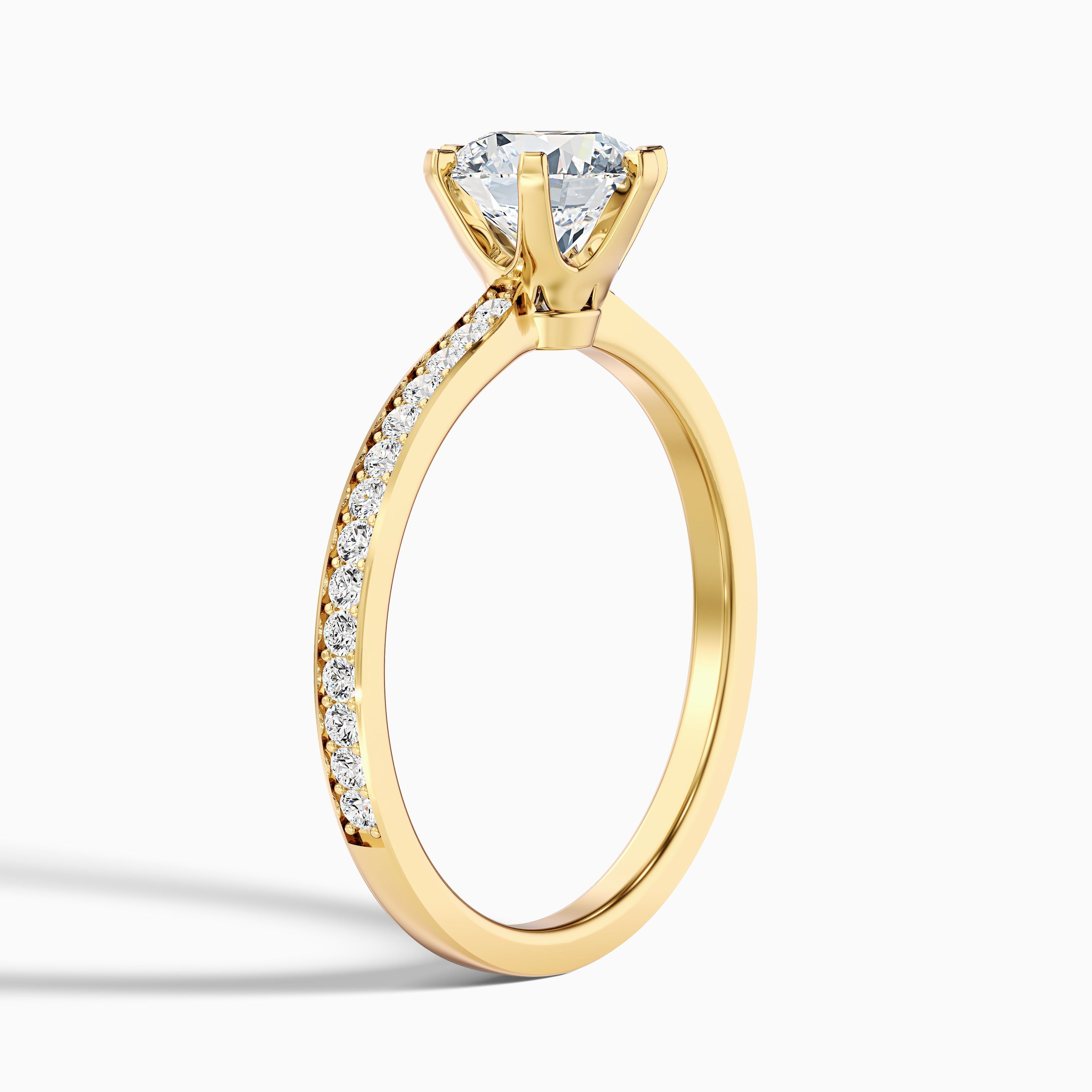 Claudia 1 Carat Round Side Stone Pave Lab Grown Diamond Ring in 925 Sterling Silver