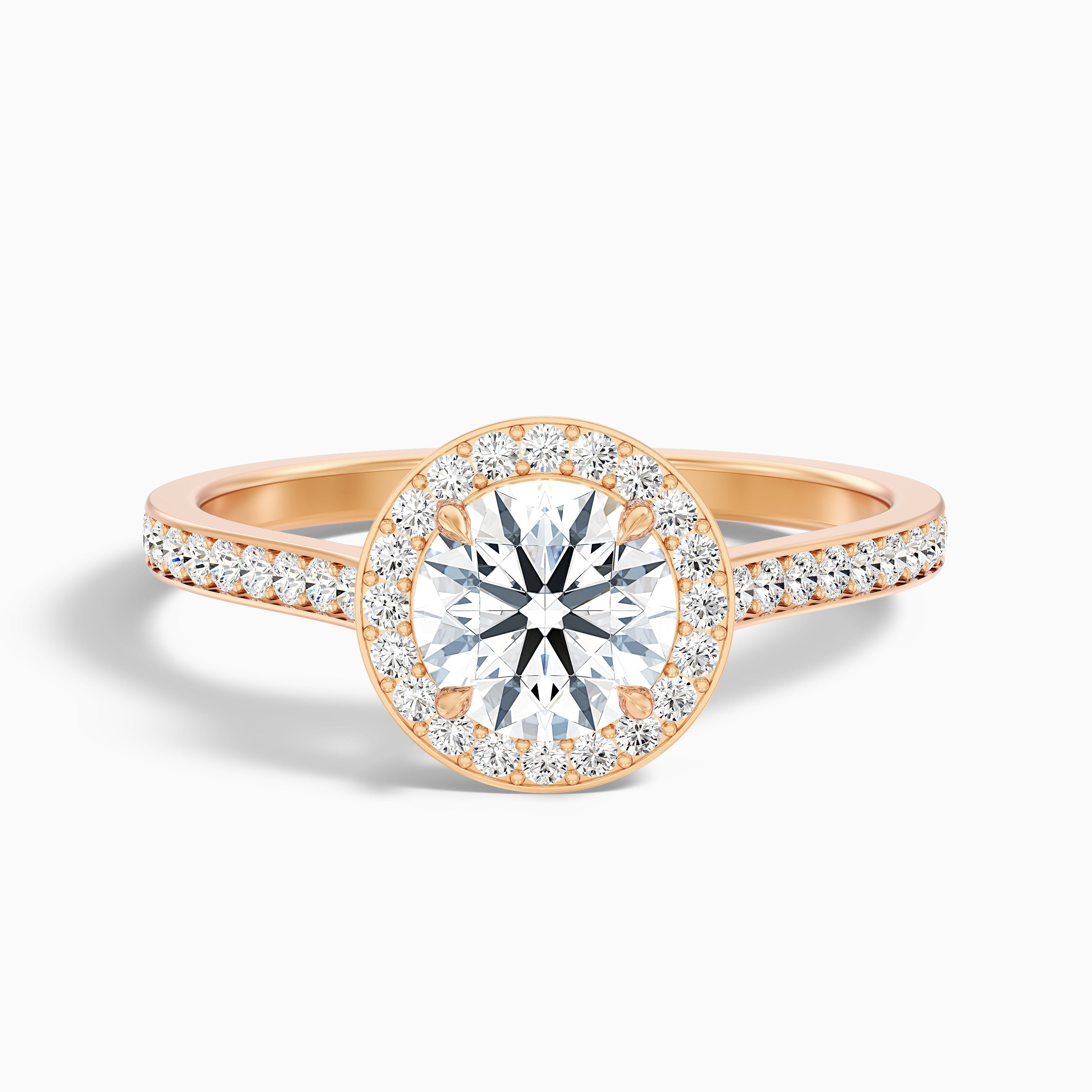 Dallas 1 Carat Round Halo Pave Lab Grown Diamond Ring in 14k Yellow Gold DestGlow