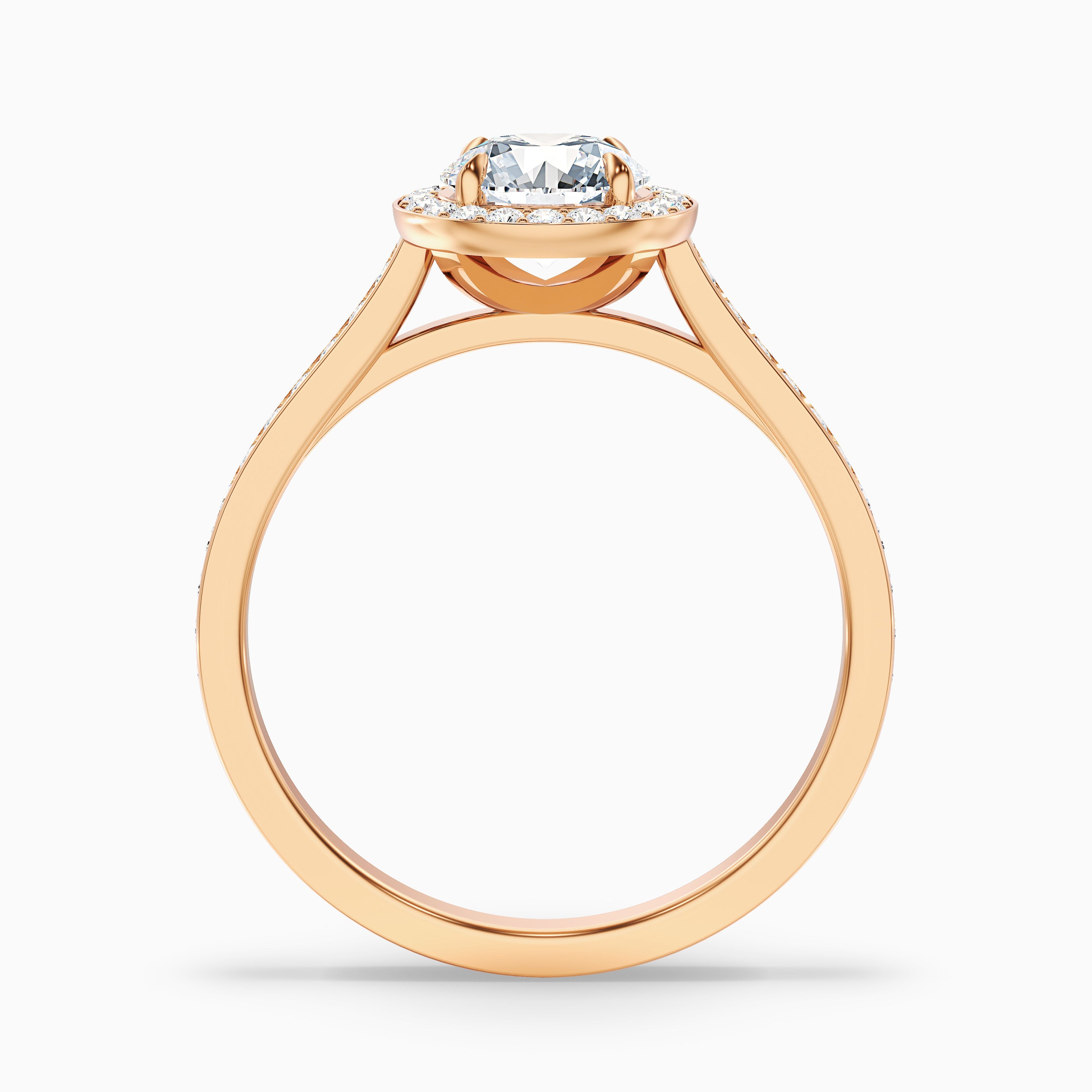 Jessy 5.5 Carat Round Halo Pave Moissanite Engagement Ring in 14k Yellow Gold