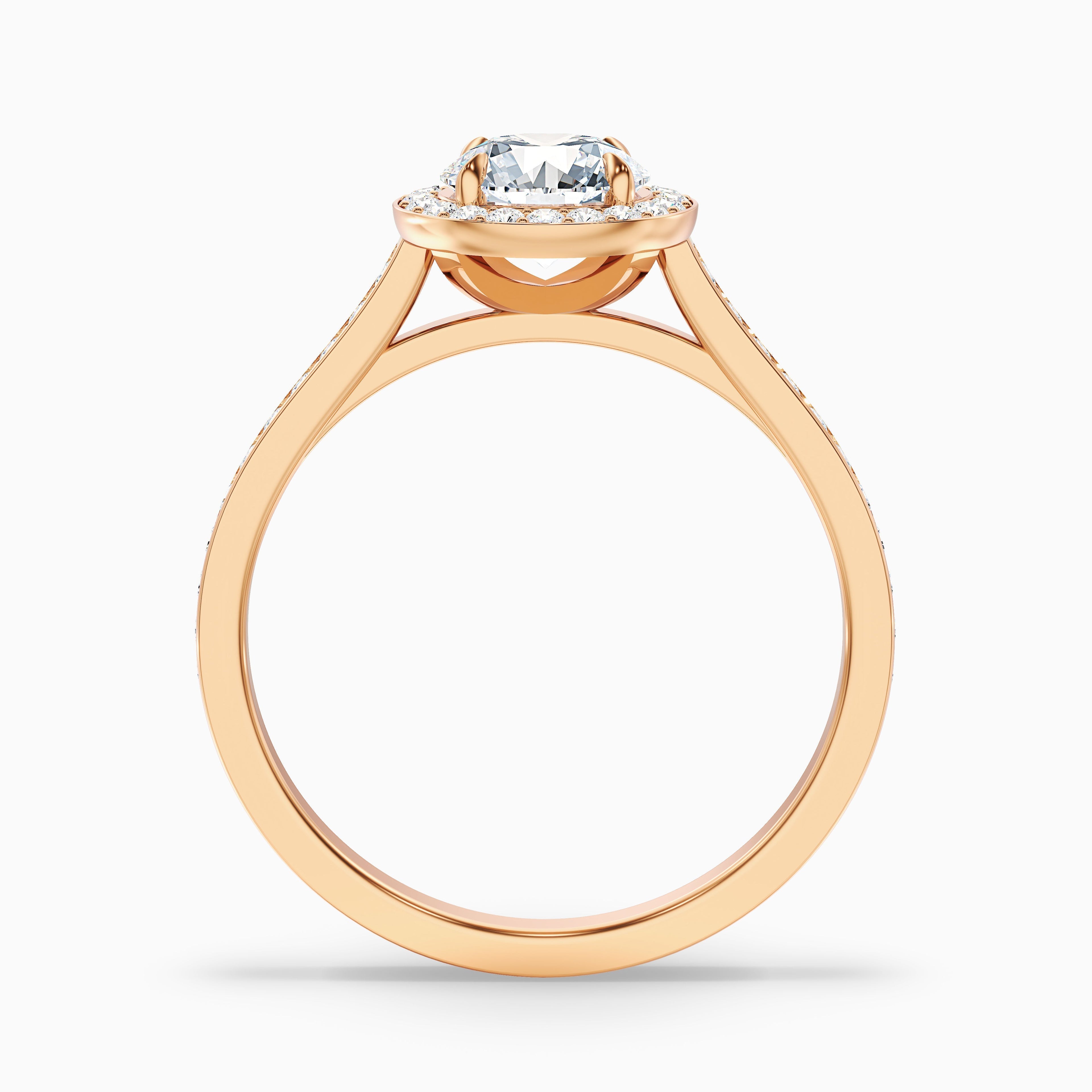 Jessy 5.5 Carat Round Halo Pave Moissanite Engagement Ring in 14k Rose Gold