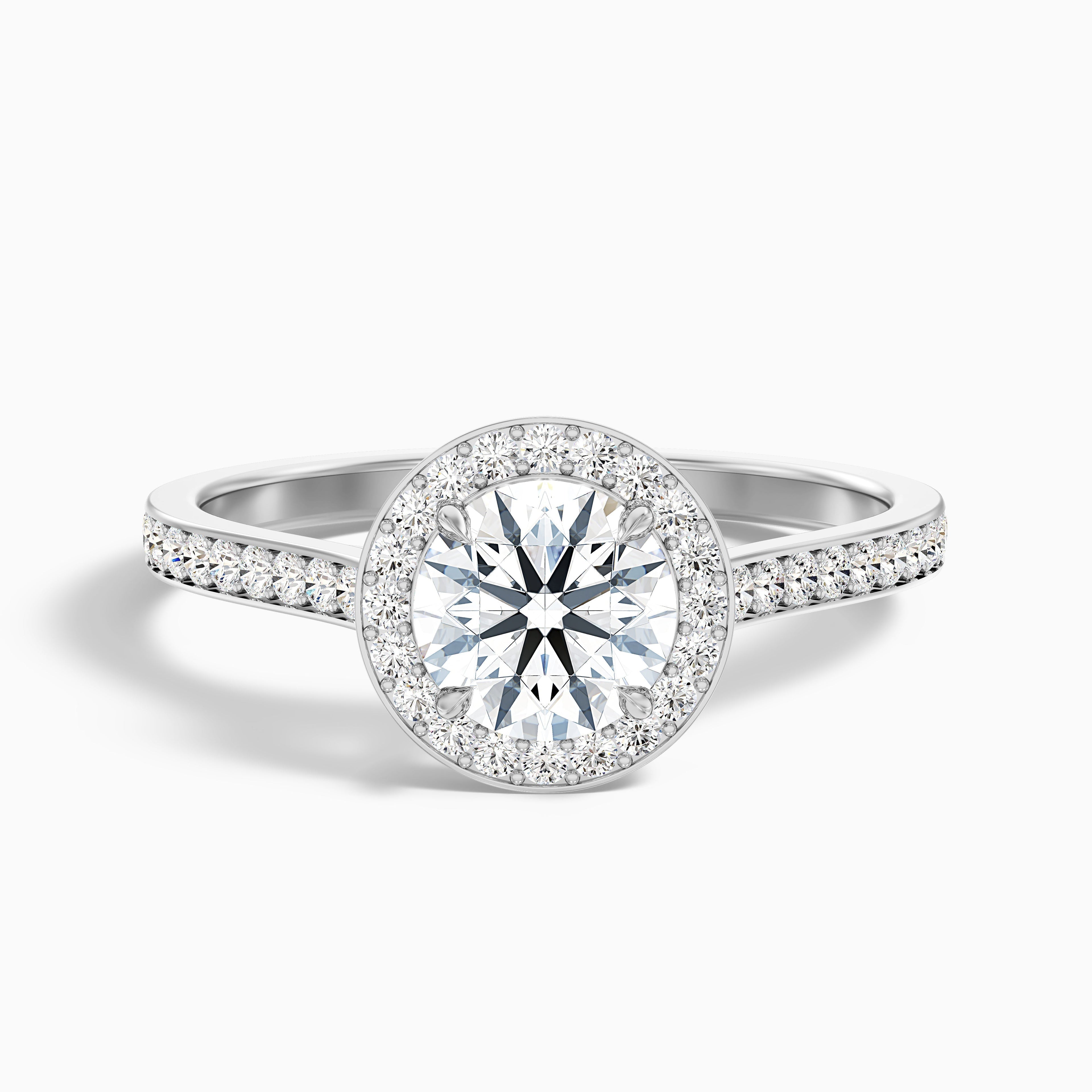 Jessy 2 Carat Round Halo Pave Moissanite Engagement Ring in 10k Yellow Gold