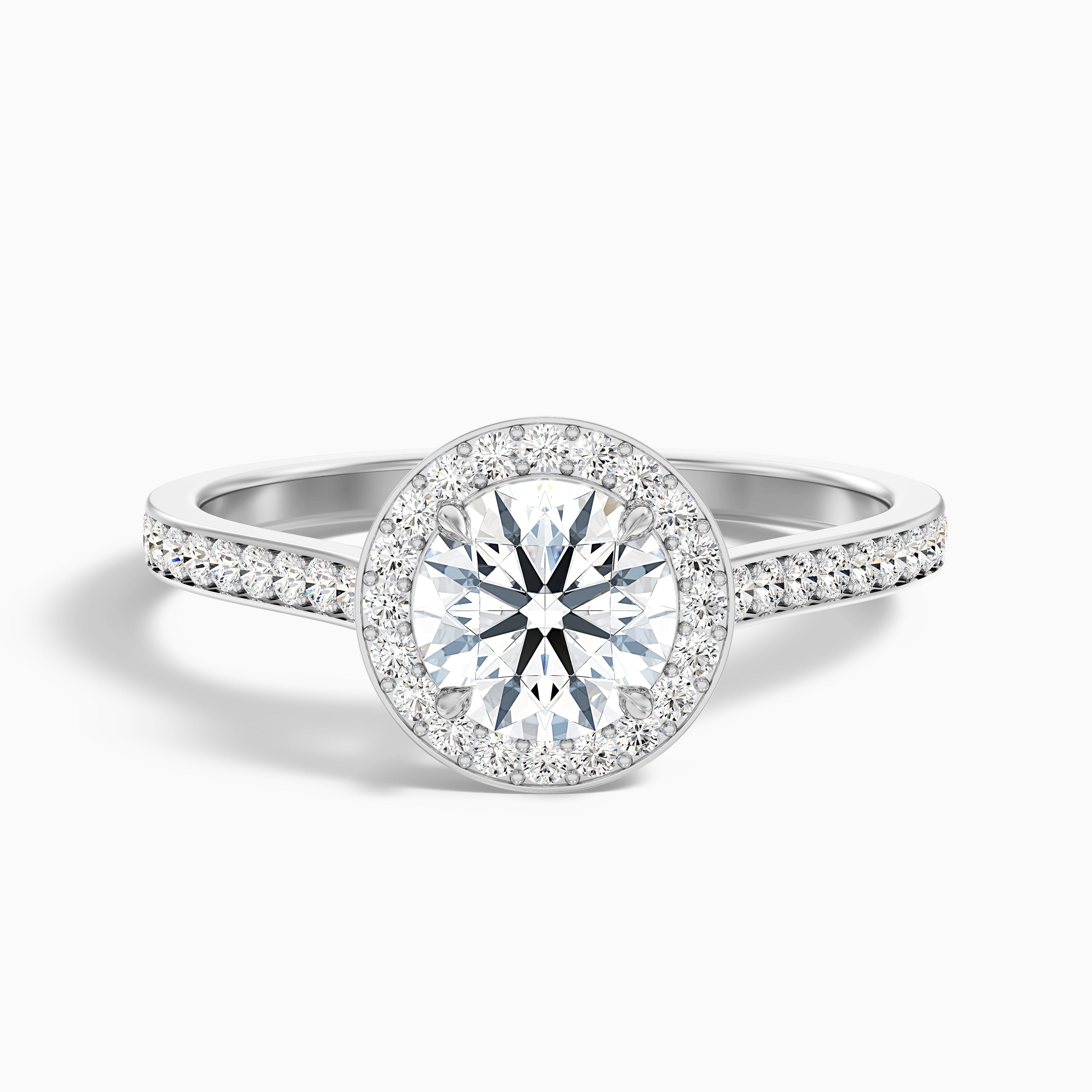 Jessy 3.5 Carat Round Halo Pave Moissanite Engagement Ring in 10k Rose Gold DestGlow